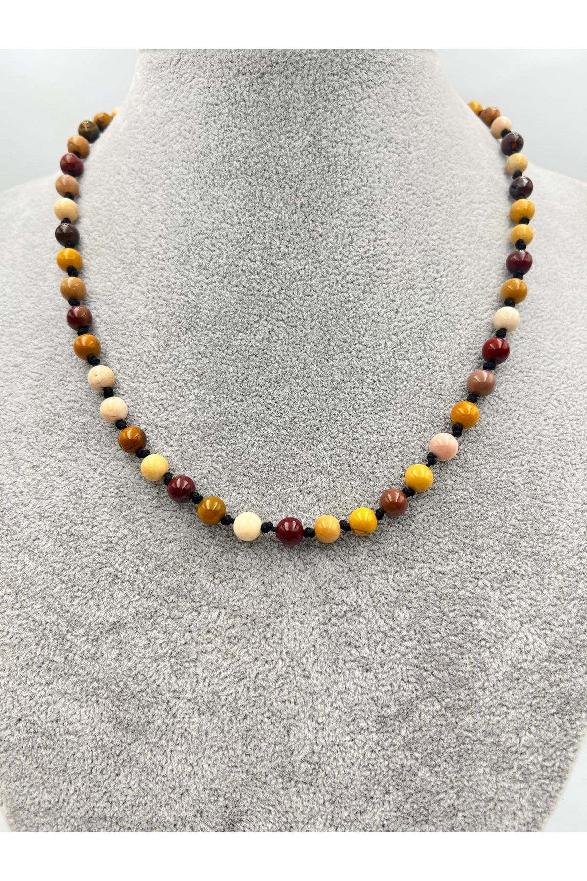 Sertifikalı Doğal Taş Mokait Jasper Taşı Kolye Aaa Kalite 6mm