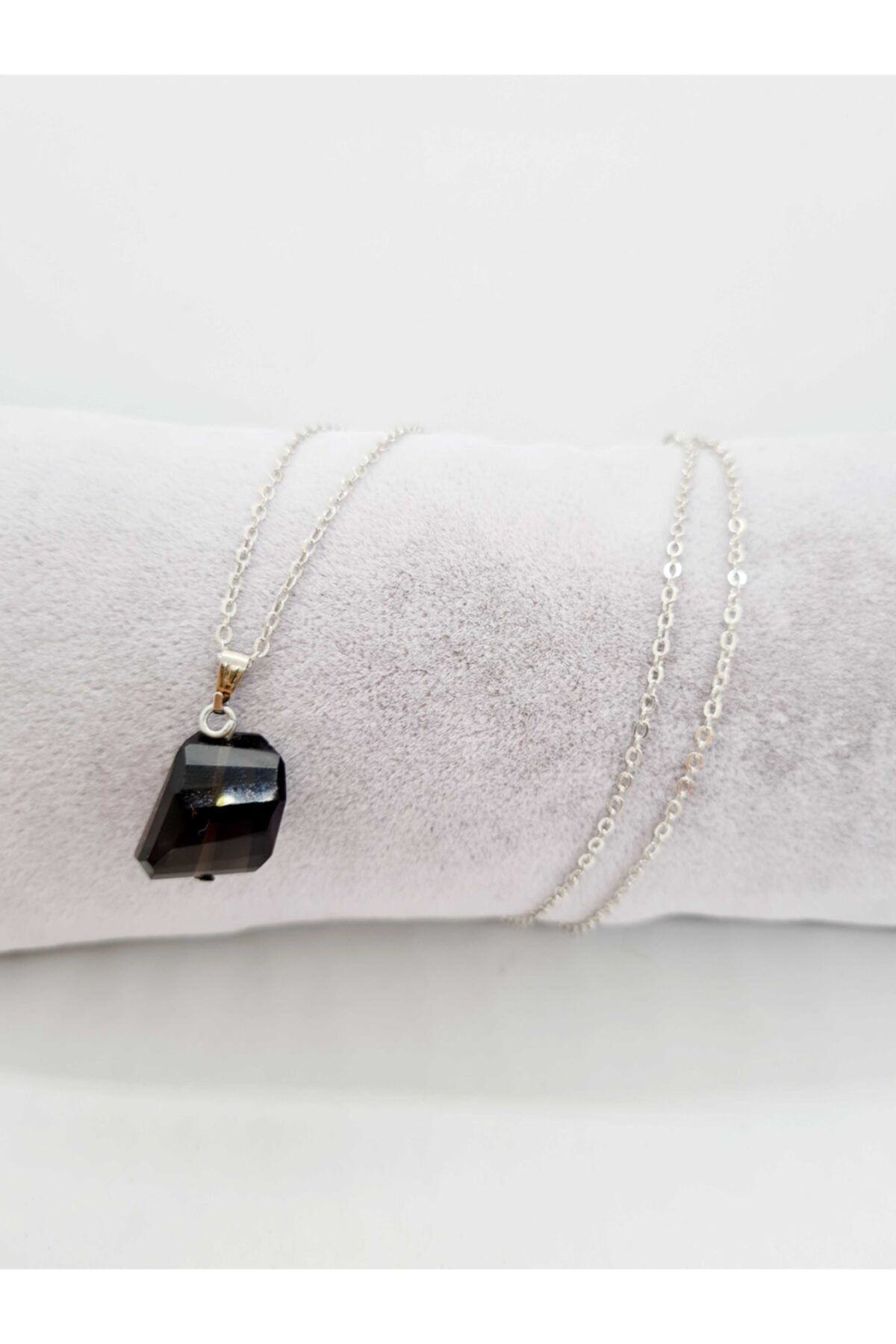 Gümüştel El Sanatlari Sertifikali Dumanli Kuvars Kolye (Zincir Dahil)