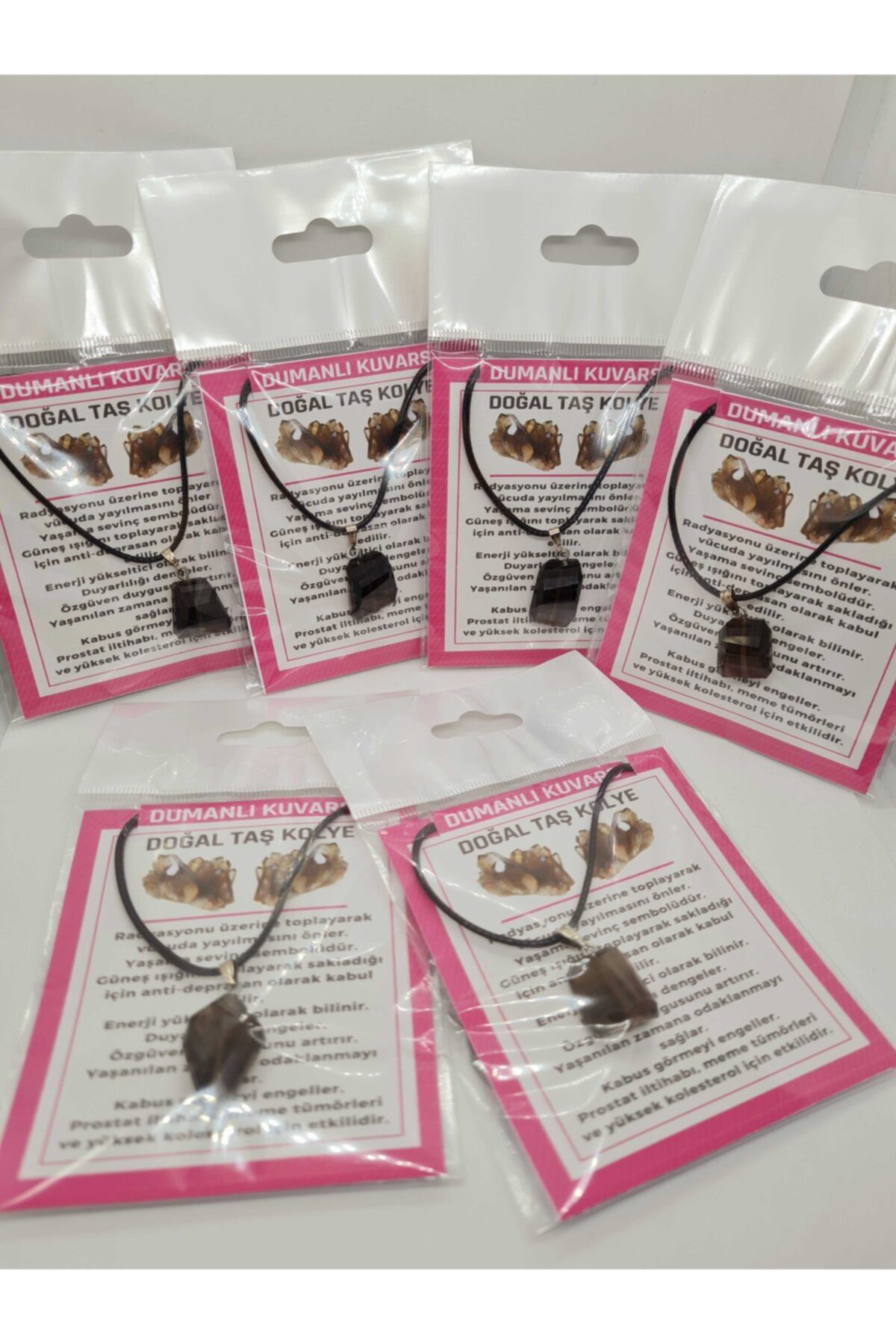 Gümüştel El Sanatlari Sertifikali Dumanli Kuvars Kolye (Zincir Dahil)