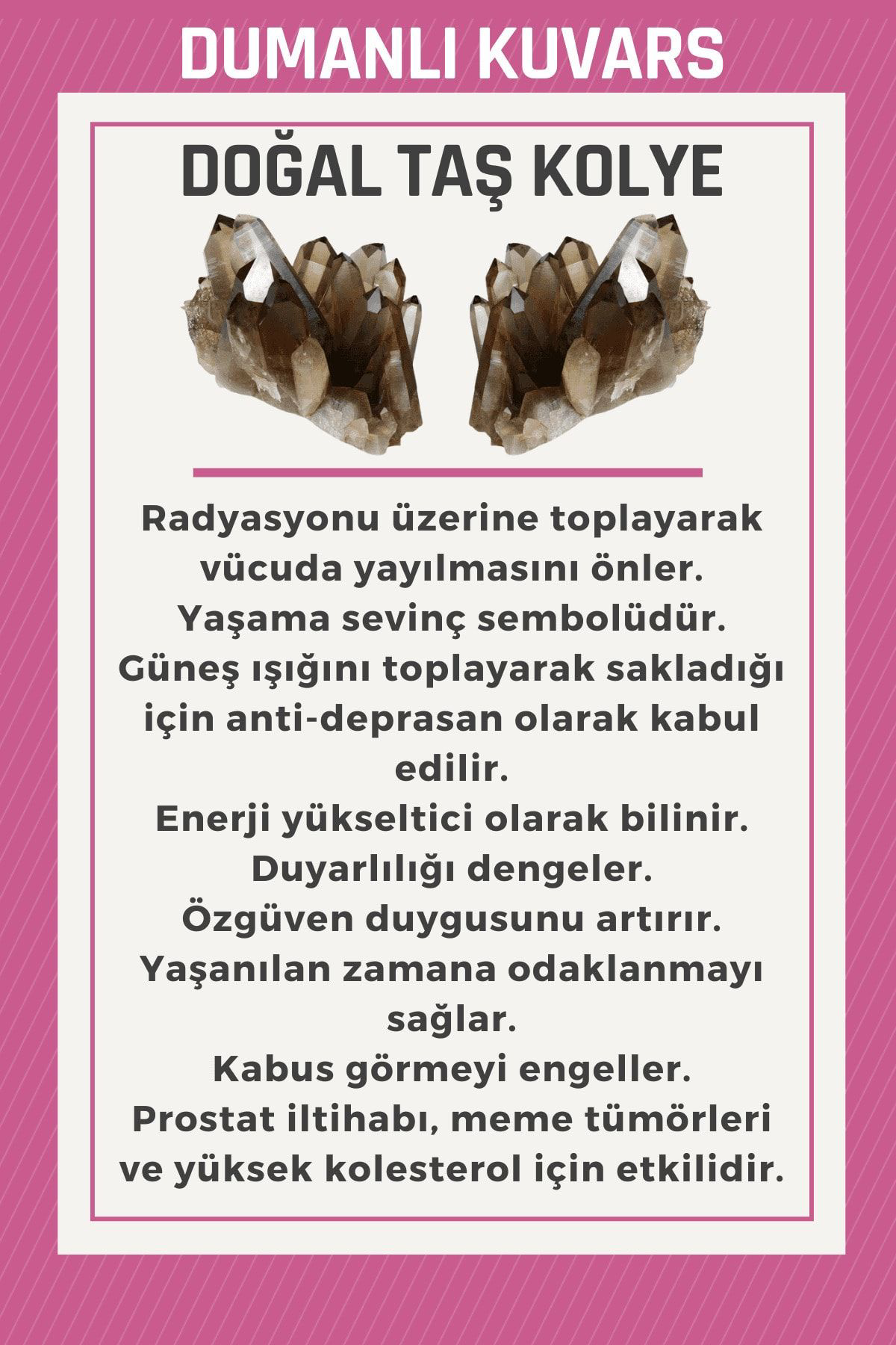 Gümüştel El Sanatlari Sertifikali Dumanli Kuvars Kolye (Zincir Dahil)