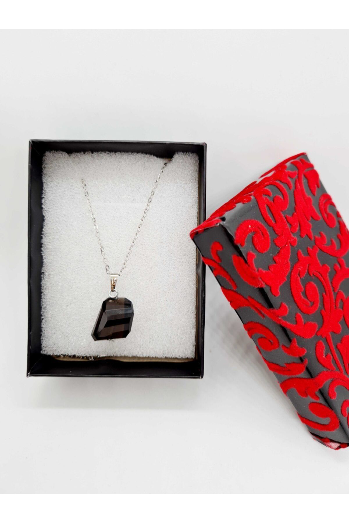 Gümüştel El Sanatlari Sertifikali Dumanli Kuvars Kolye (Zincir Dahil)