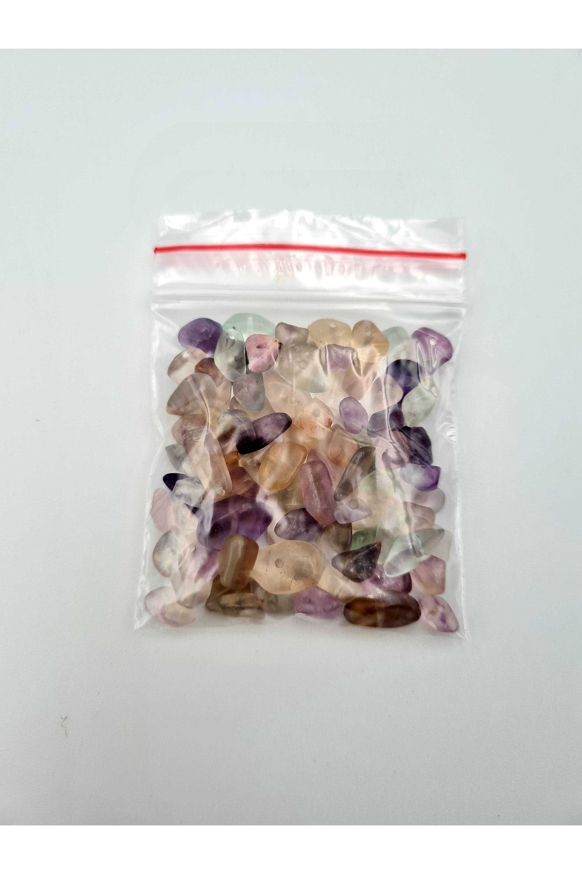 Gümüştel El Sanatlari Sertifikali Florit Kirik Doğal Taş - 20 Gr Delikli