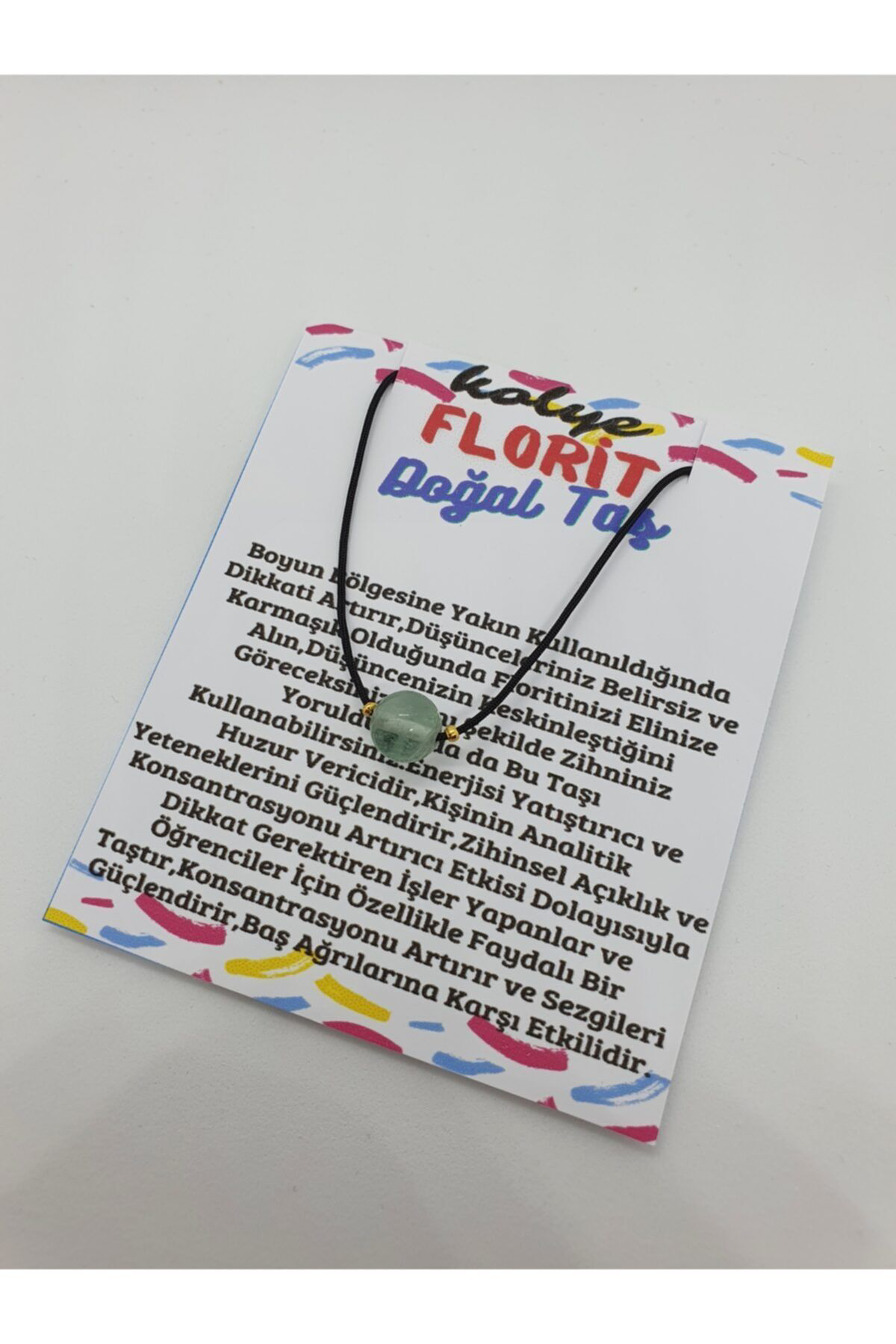 Sertifikalı Florit Taşı Kolye Ayarlanabilir Orijinal Doğal Taş Ço