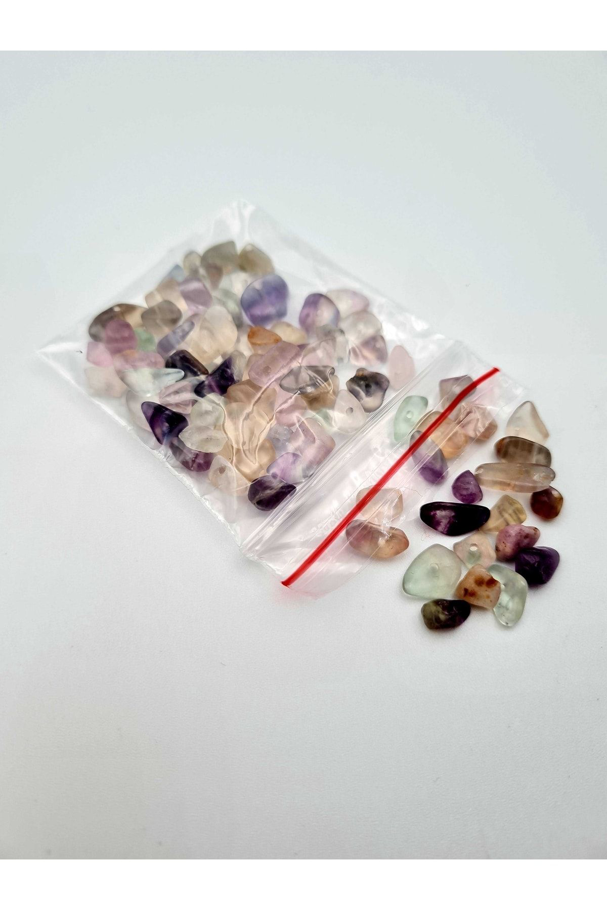 Gümüştel El Sanatlari Sertifikali Florit Kirik Doğal Taş - 20 Gr Delikli