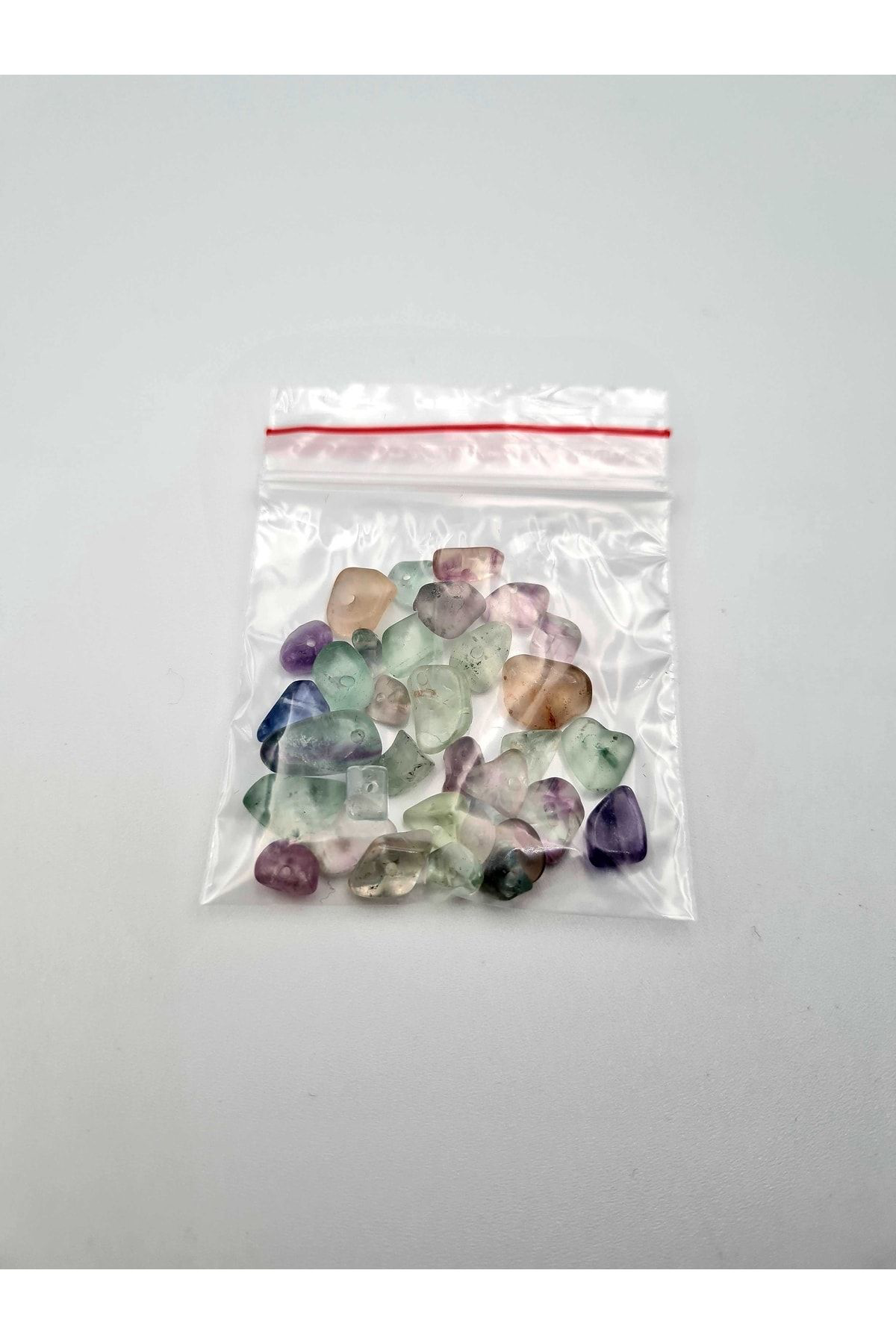 Gümüştel El Sanatlari Sertifikali Florit Kirik Doğal Taş - 10 Gr Delikli Doğal Taş