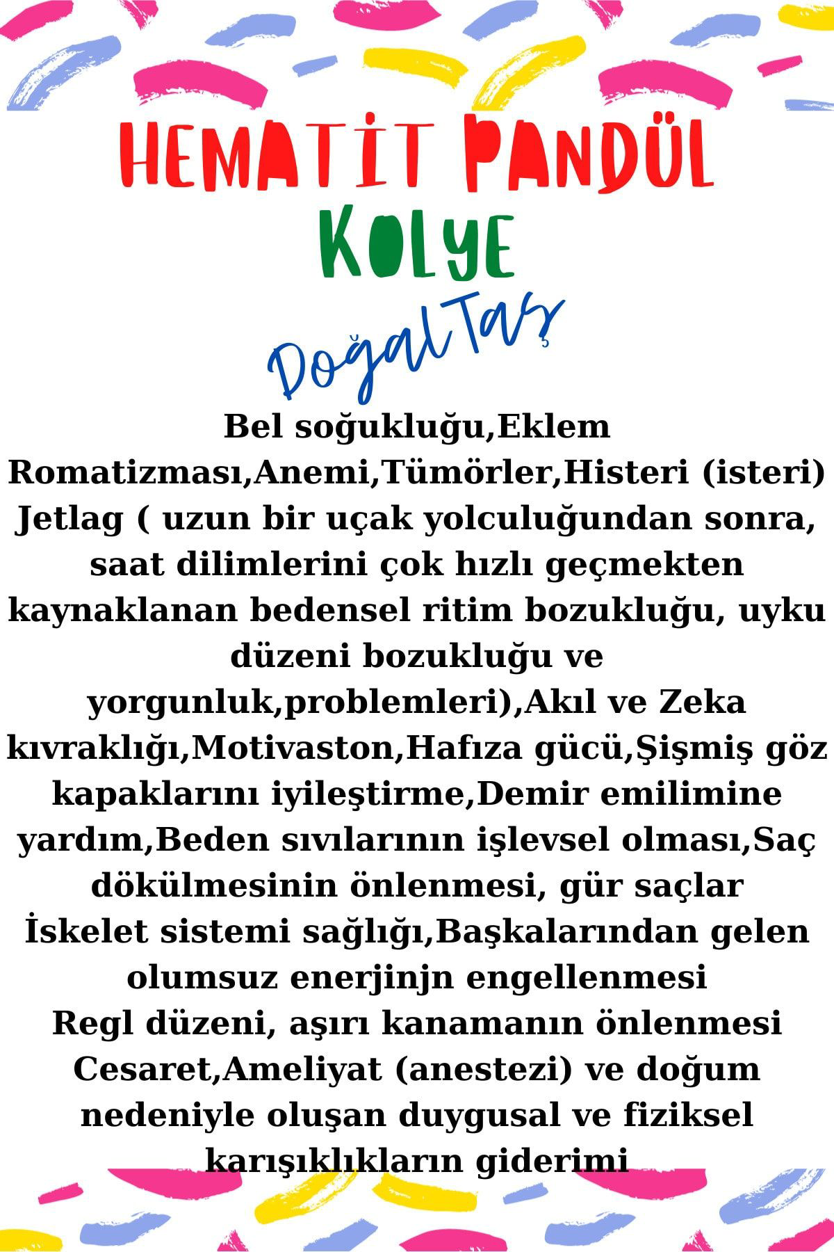 Sertifikalı Gri Hematit Doğal Taş Pandül Kolye- Zincir Dahil