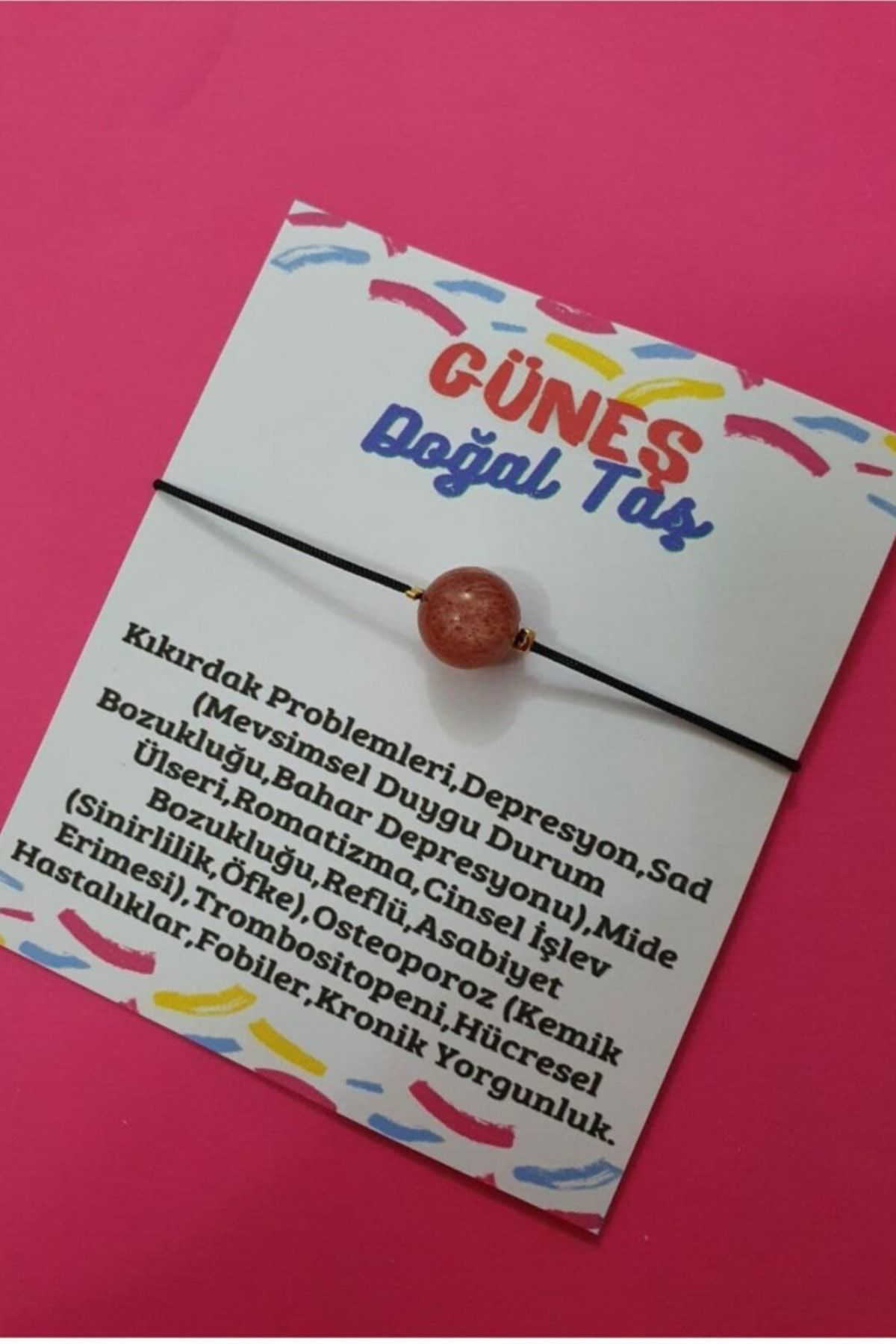 Sertifikalı Güneş Taşı Bileklik Ayarlamalı Ipli Orijinal Doğal Ta