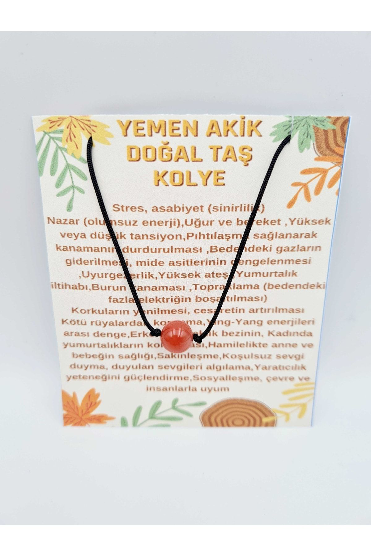 Sertifikalı Hakiki Yemen Akik Doğal Taş Kolye A Kalite