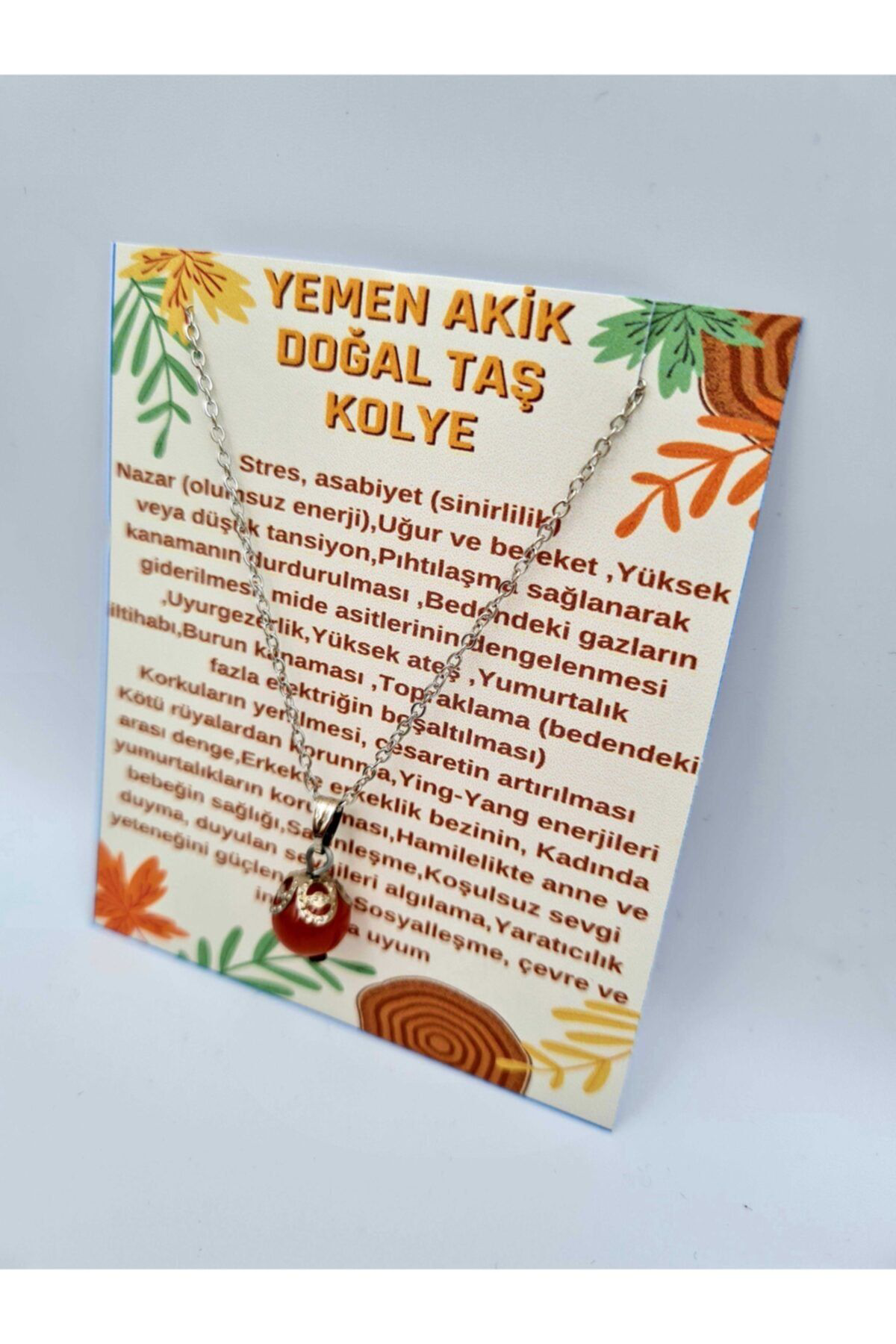 Sertifikalı Hakiki Yemen Akik Doğal Taş Kolye A Kalite Sertifikalı Hakiki Yemen Akik Doğal Taş Kolye A Kalite