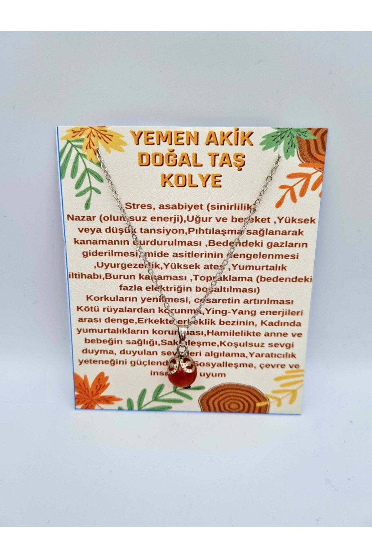 Sertifikalı Hakiki Yemen Akik Doğal Taş Kolye A Kalite Sertifikalı Hakiki Yemen Akik Doğal Taş Kolye A Kalite