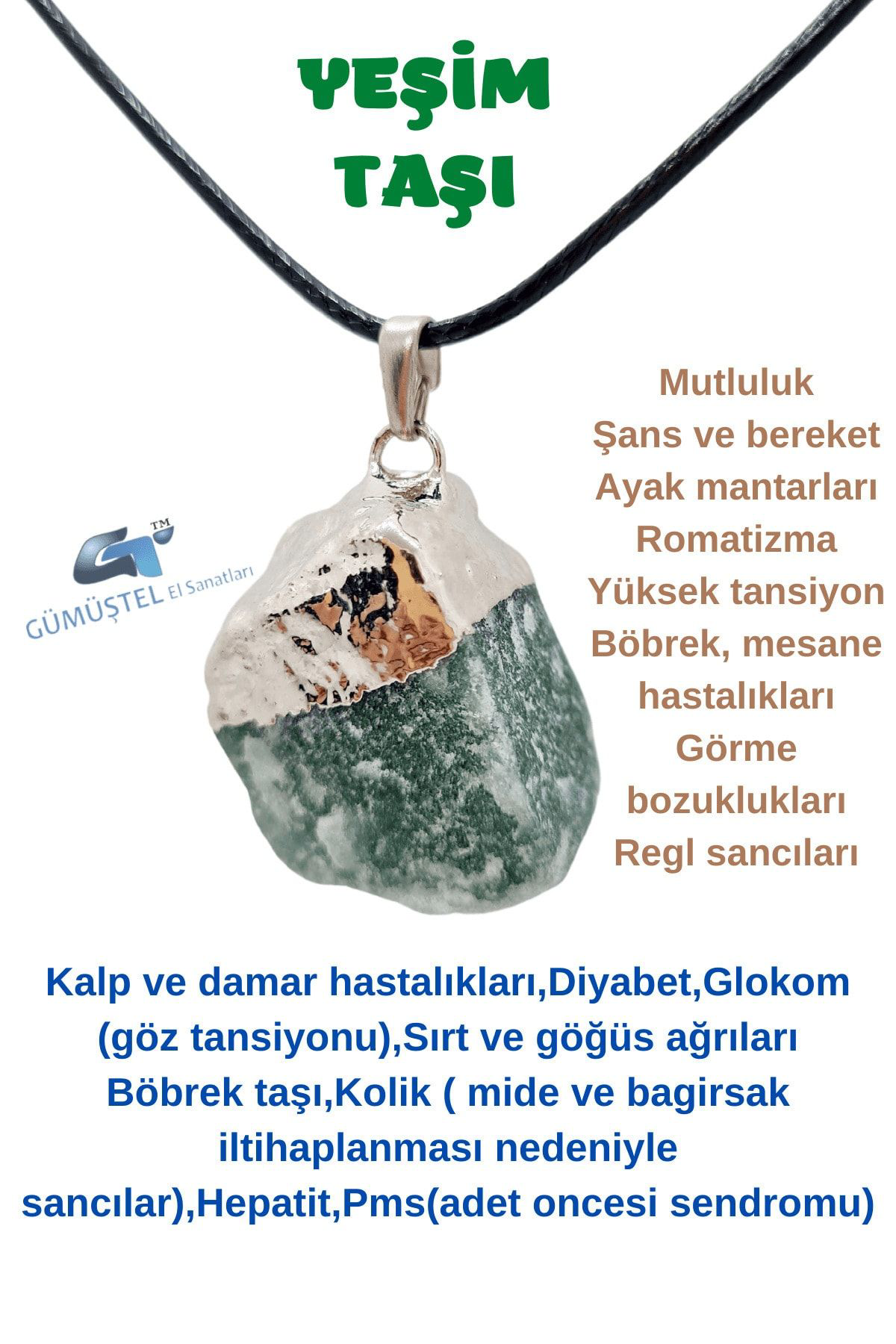 Sertifikalı Ham Yeşim Doğal Taş Kolye Aaa Kalite Zincir Hediyeli