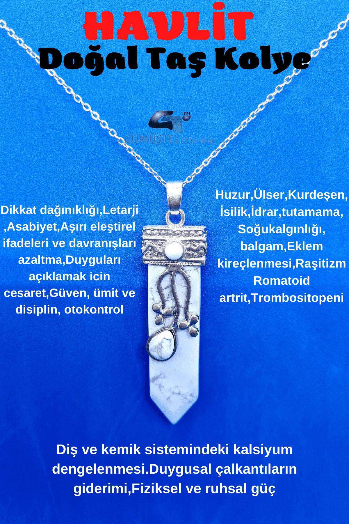 Sertifikalı Havlit Doğal Taş Tasarım Kolye