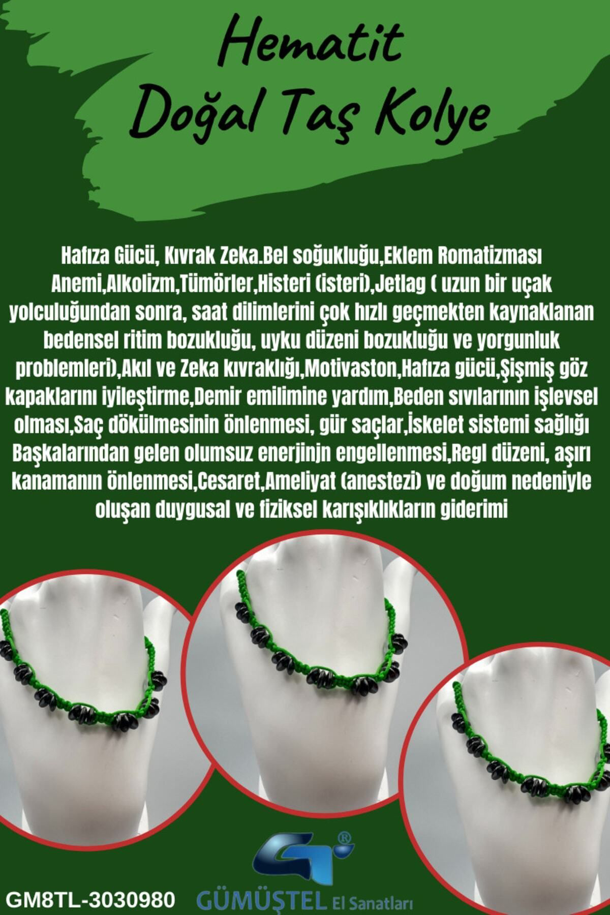 Sertifikalı Hematit Doğal Taş Tasarım Bileklik Aaa Kalite Hafıza 
