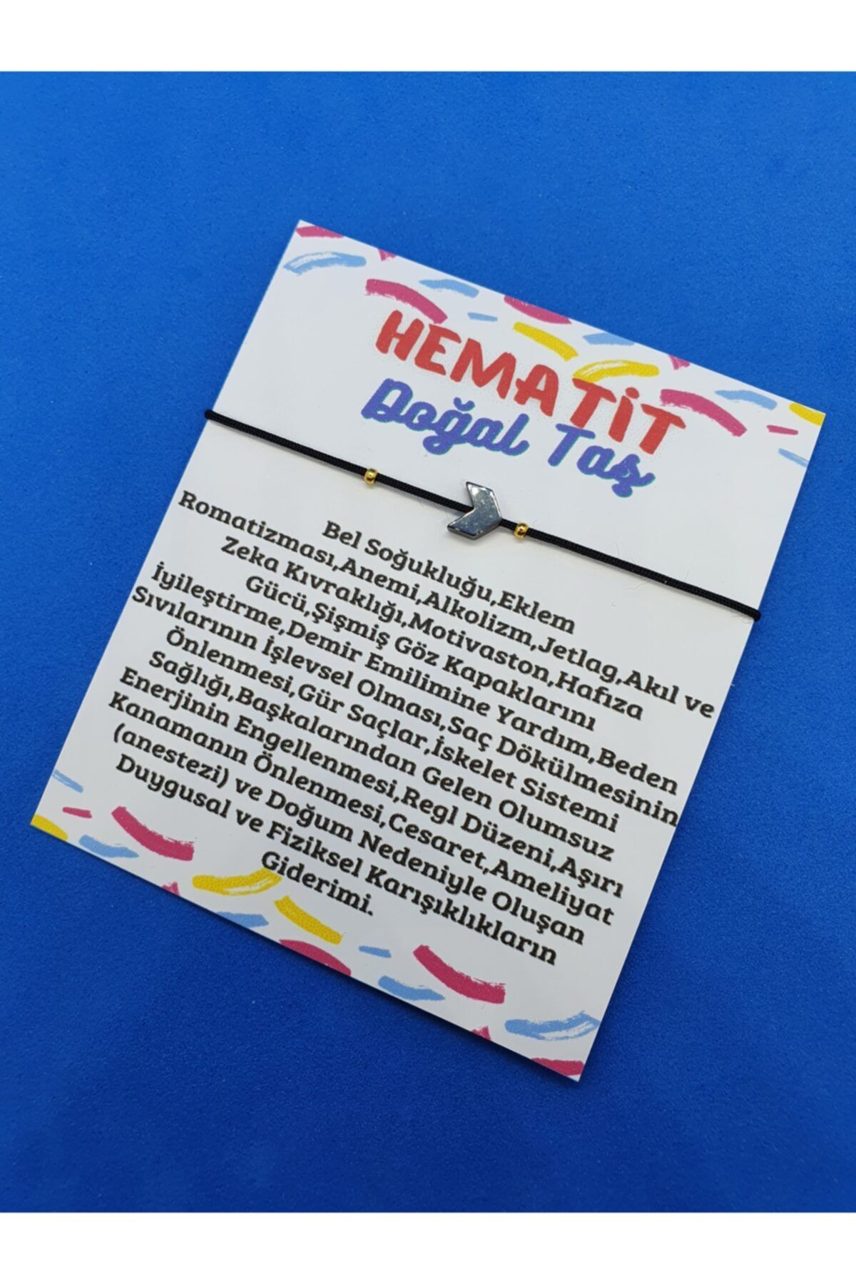 Sertifikalı Hematit Taşı Üçgen Doğal Taş Bileklik