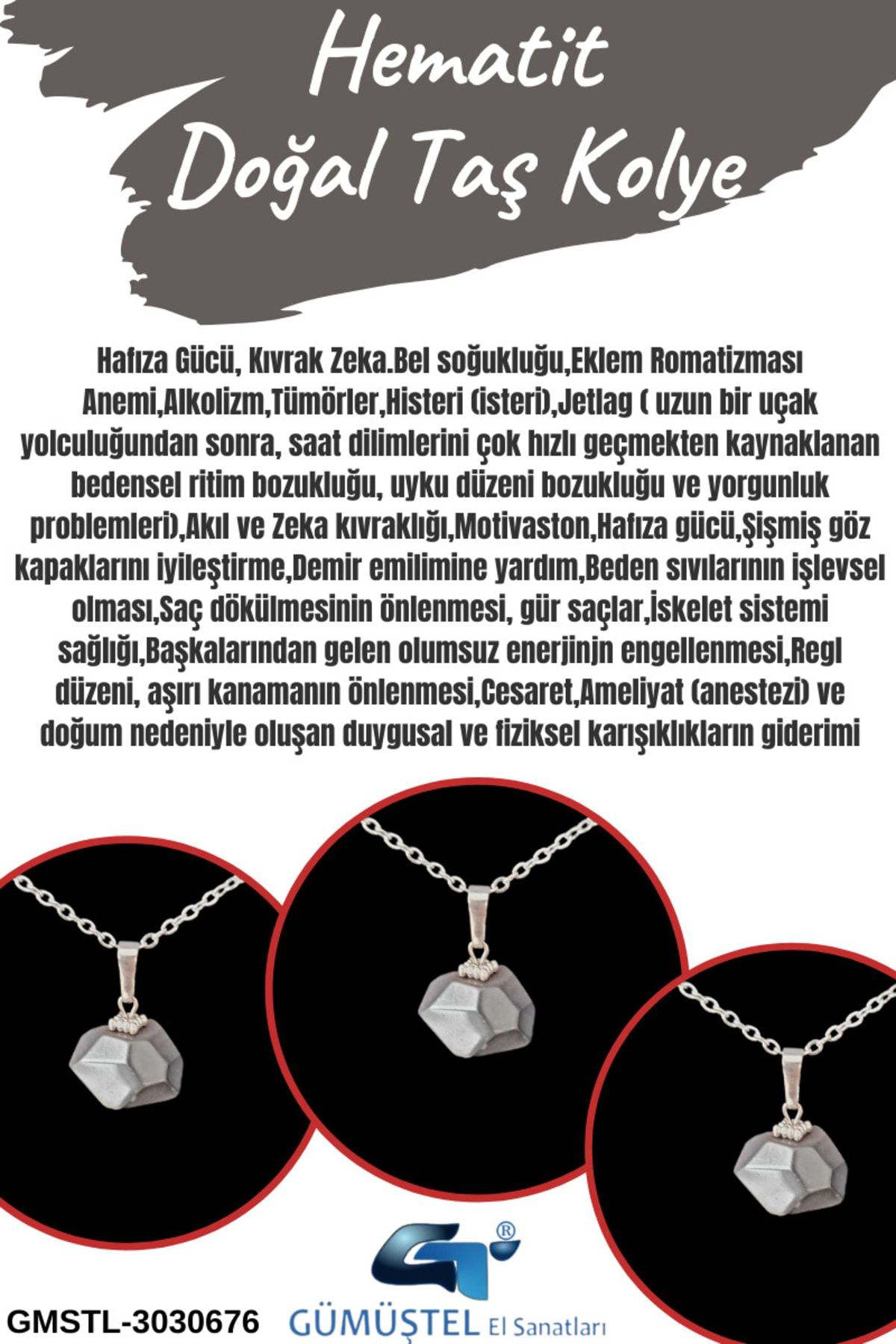 Sertifikalı Hematit Doğal Taş Kolye Faseta Kesim Aaa Kalite