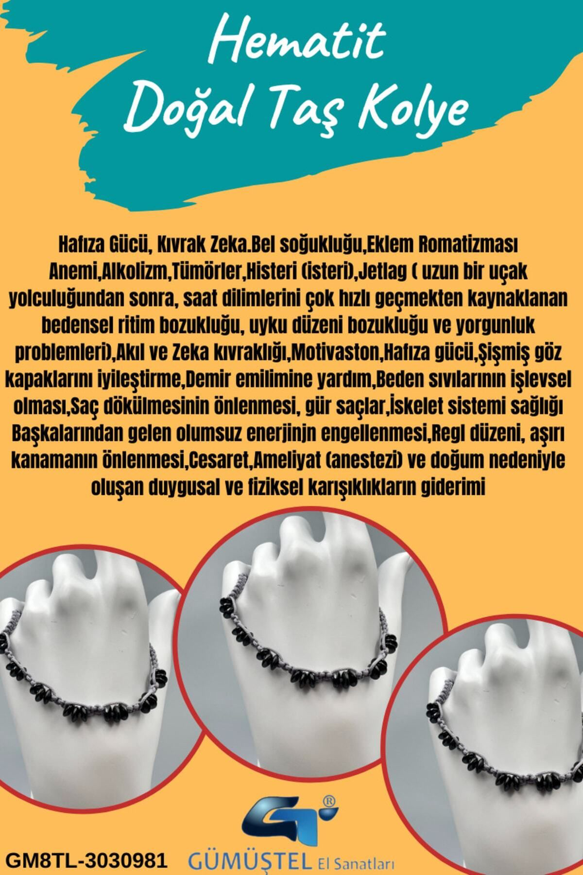 Sertifikalı Hematit Doğal Taş Tasarım Bileklik Aaa Kalite Hafıza 
