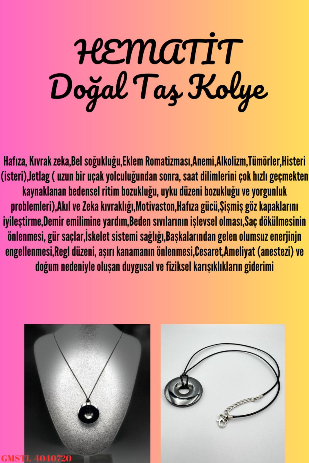 Sertifikalı Hematit Doğal Taş El Işçiliği Kalp Kesim Kolye Sertifikalı Hematit Doğal Taş El Işçiliği Kalp Kesim Kolye