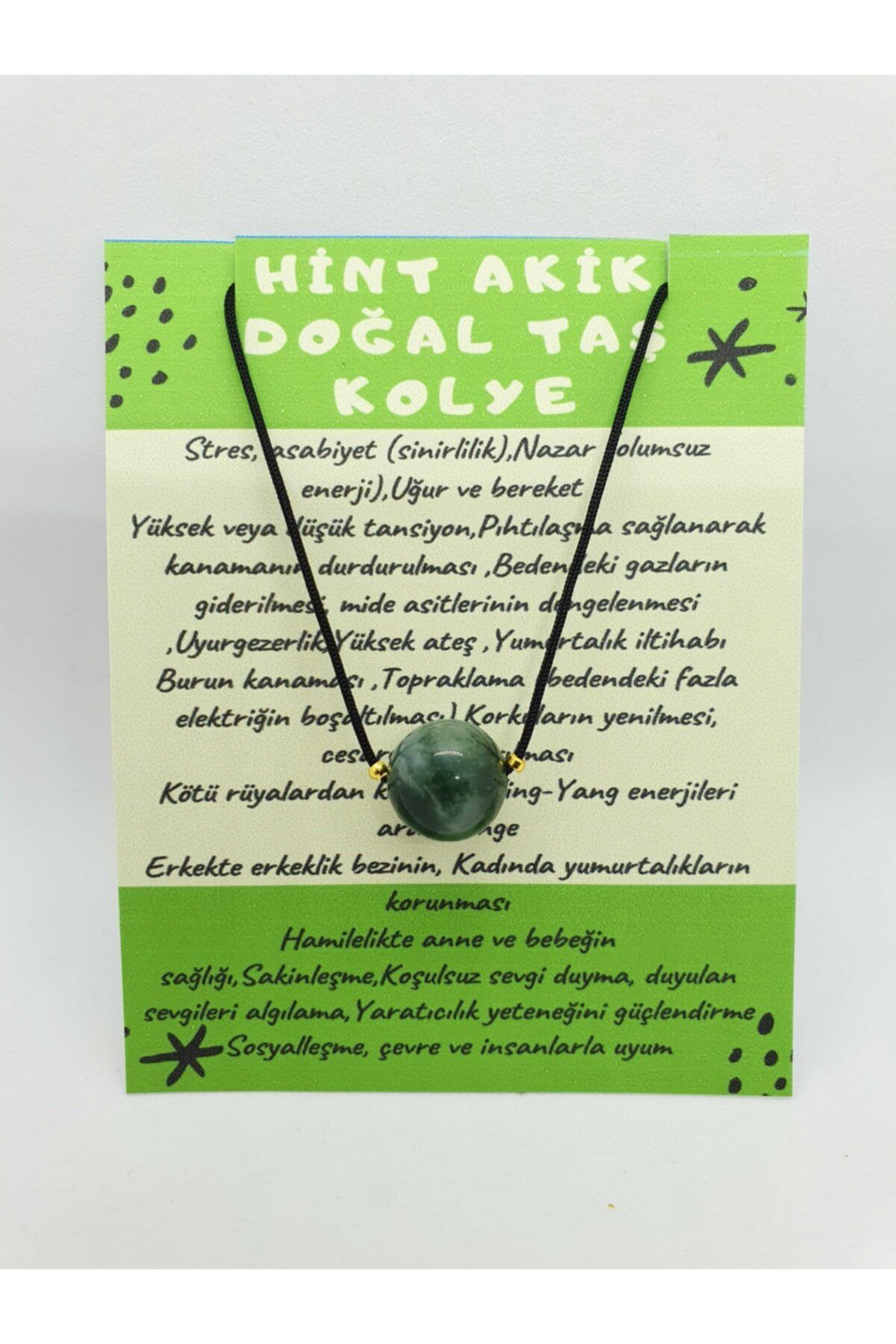 Sertifikalı Hint Akik Taşı Kolye Ayarlanabilir Orijinal Doğal Taş