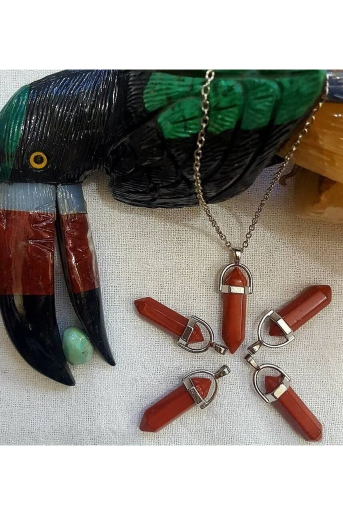 Gümüştel El Sanatlari Sertifikali Jasper Doğal Taş Pandül Kolye