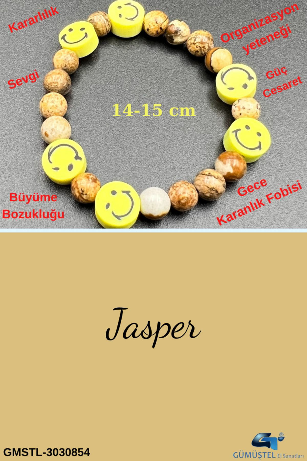 Sertifikalı Jasper Doğal Taş Çocuk Bilekliği Sertifikalı Jasper Doğal Taş Çocuk Bilekliği