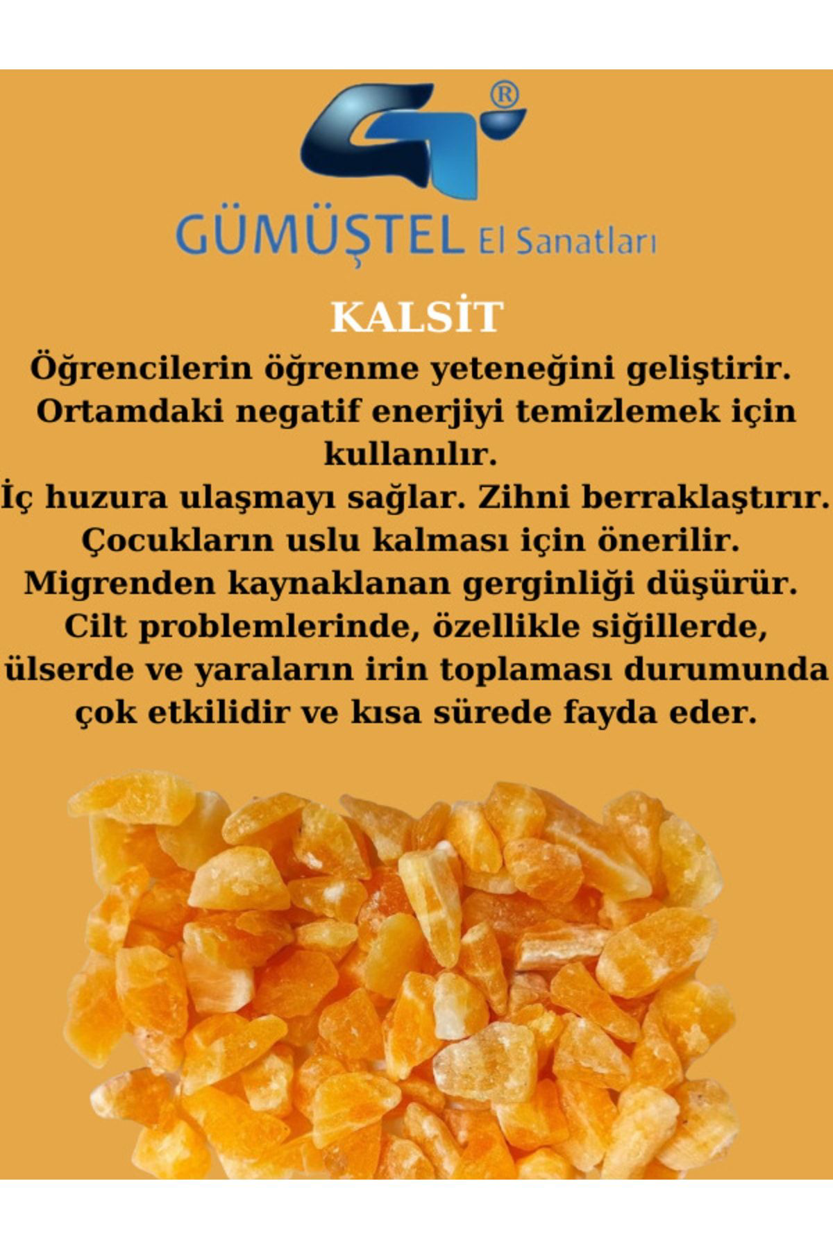 Gümüştel El Sanatlari Sertifikali Kalsit Kirik Doğal Taş - 20 Gr Delikli