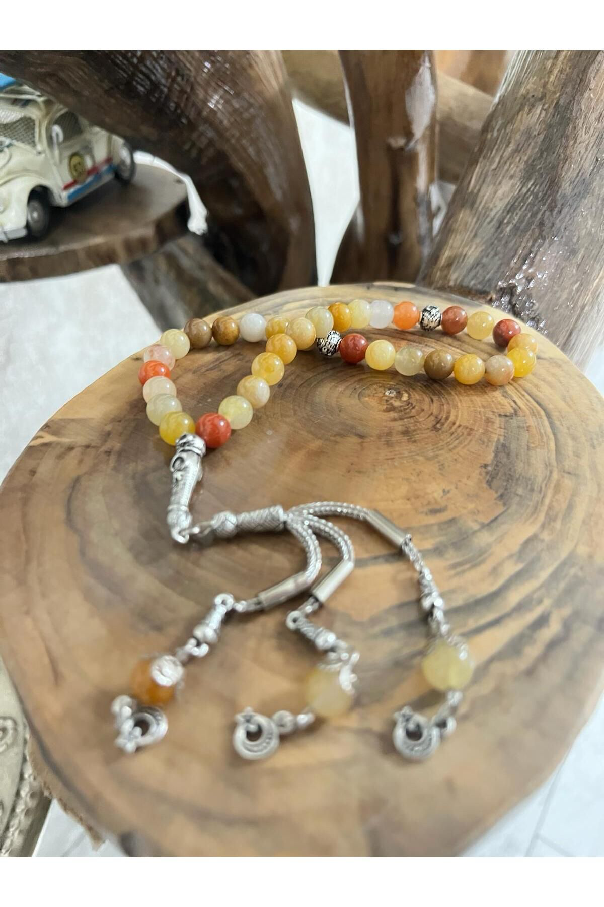 Gümüştel El Sanatlari Sertifikali Kalsit Doğal Taş Tesbih Aaa Kalite