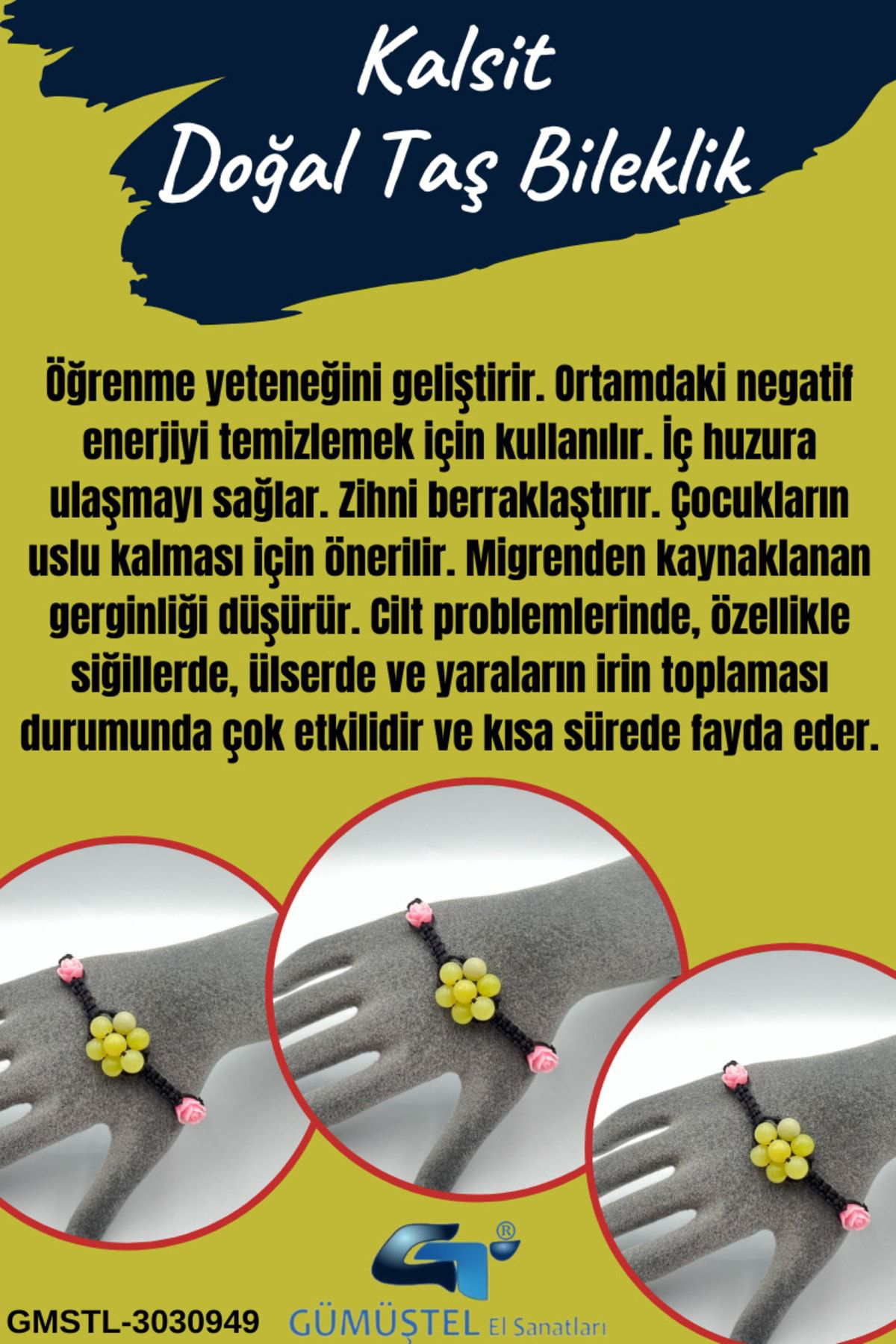 Sertifikalı Kalsit Doğal Taş Bileklik Asansörlü Kilit Sistemi Aaa