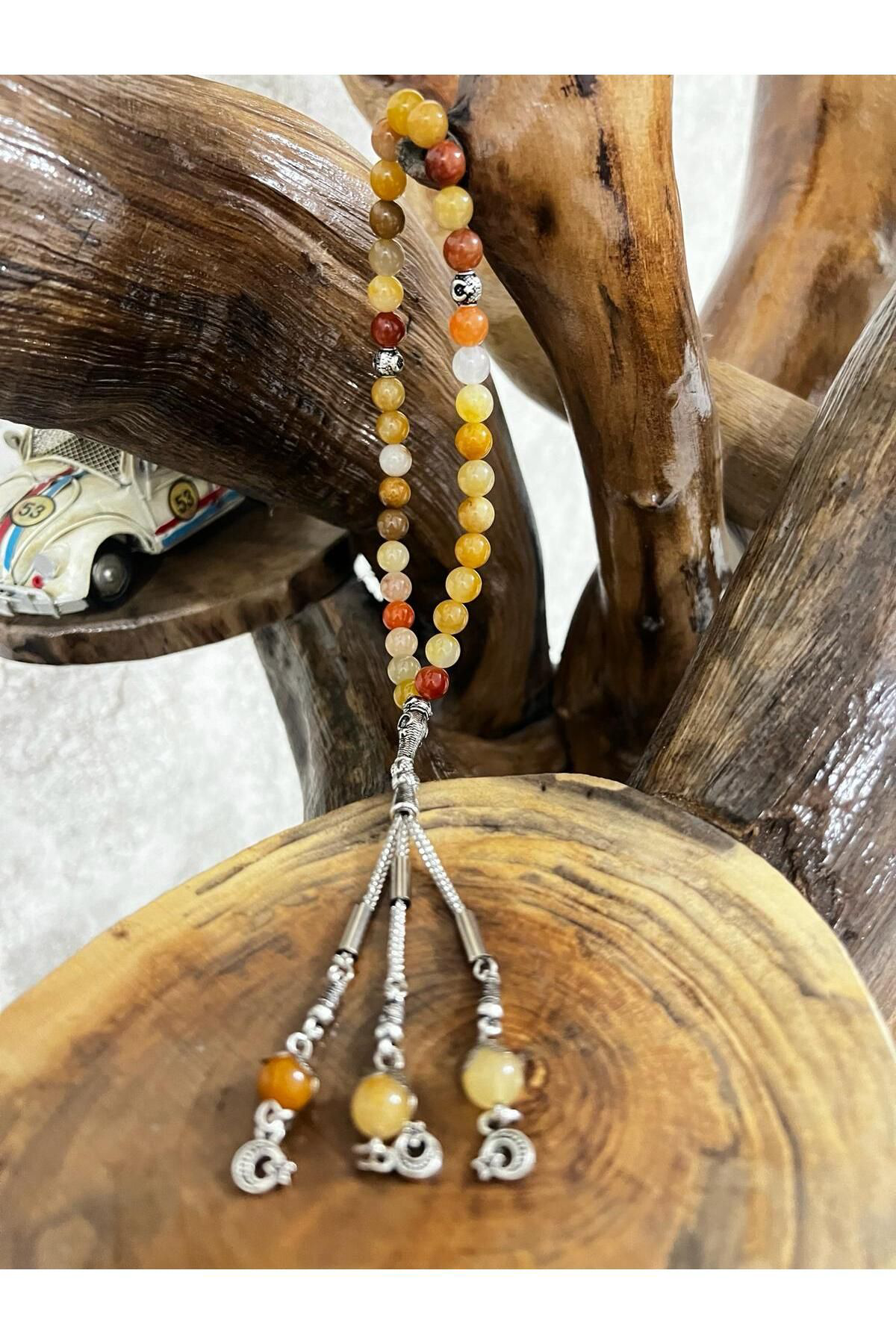 Gümüştel El Sanatlari Sertifikali Kalsit Doğal Taş Tesbih Aaa Kalite