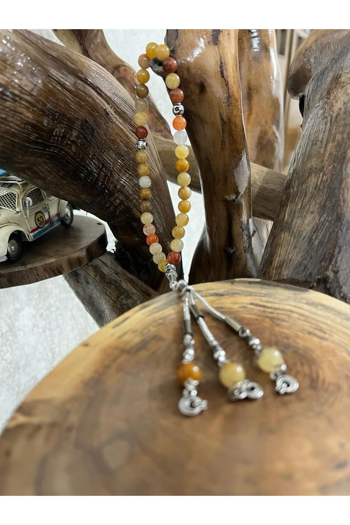 Gümüştel El Sanatlari Sertifikali Kalsit Doğal Taş Tesbih Aaa Kalite