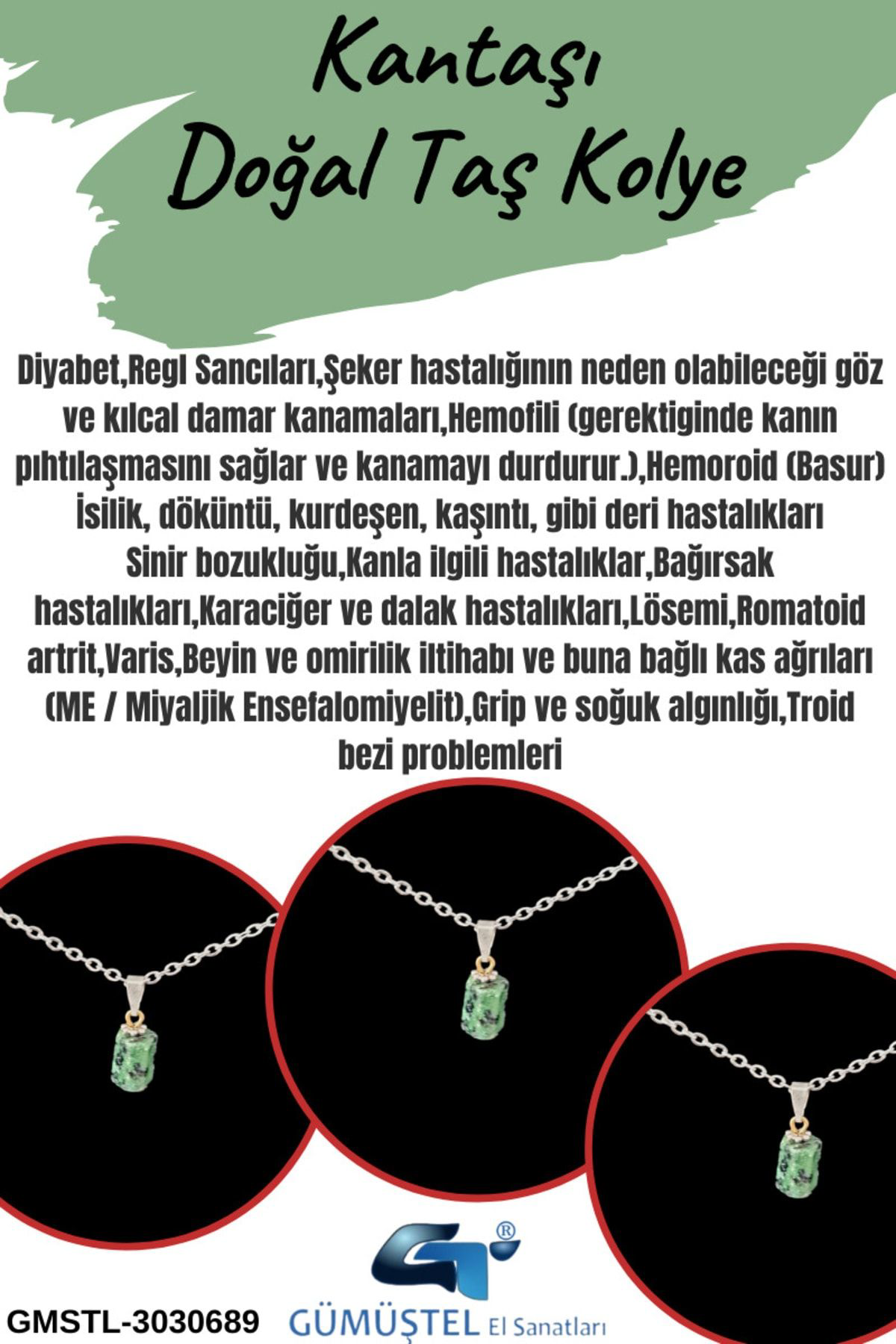 Sertifikalı Kantaşı Doğal Taş Kolye Minimal Sevenler Için Aaa Kal
