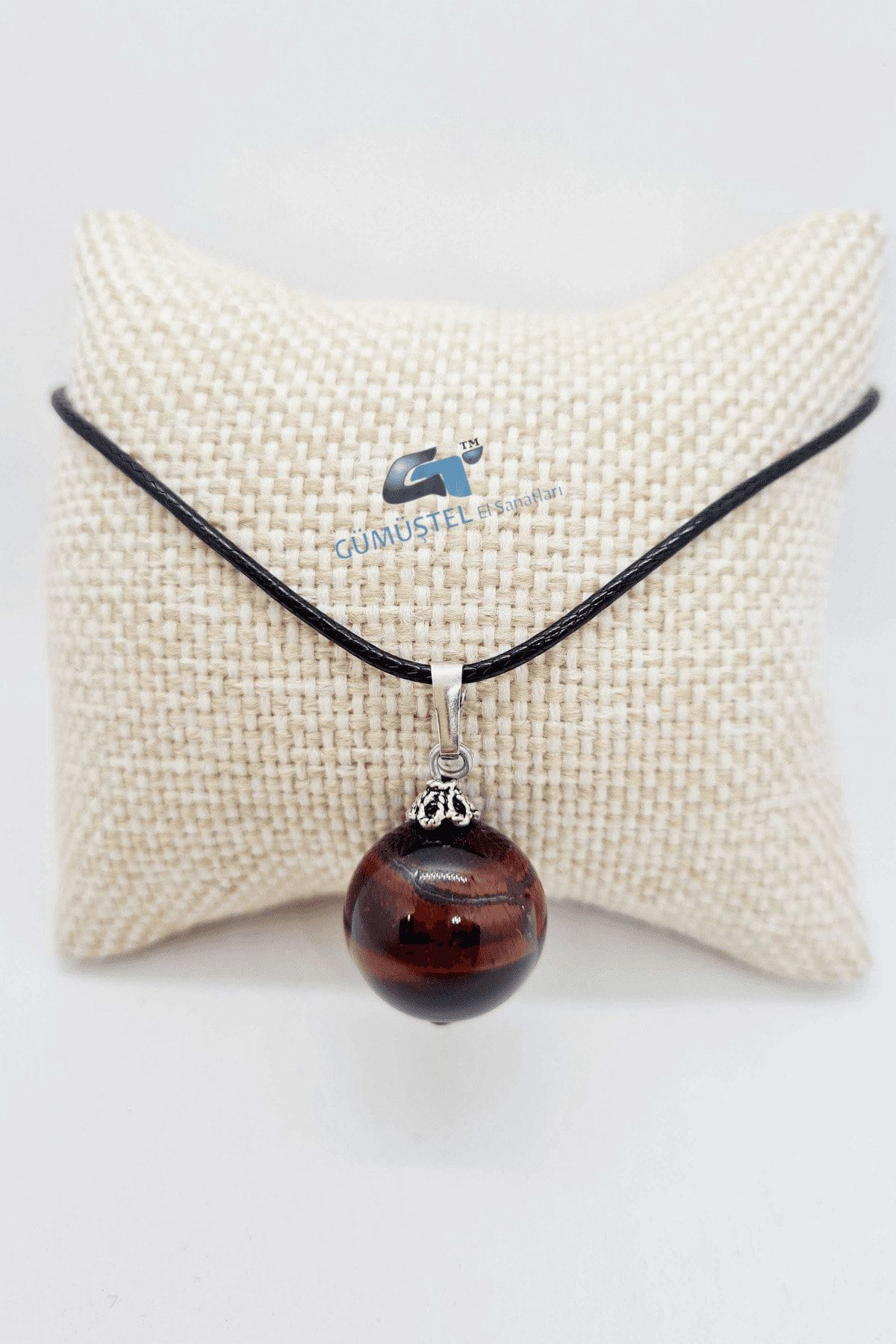 Sertifikalı Kaplan Gözü Doğal Taş Kolye 20mm Zincir Hediyeli