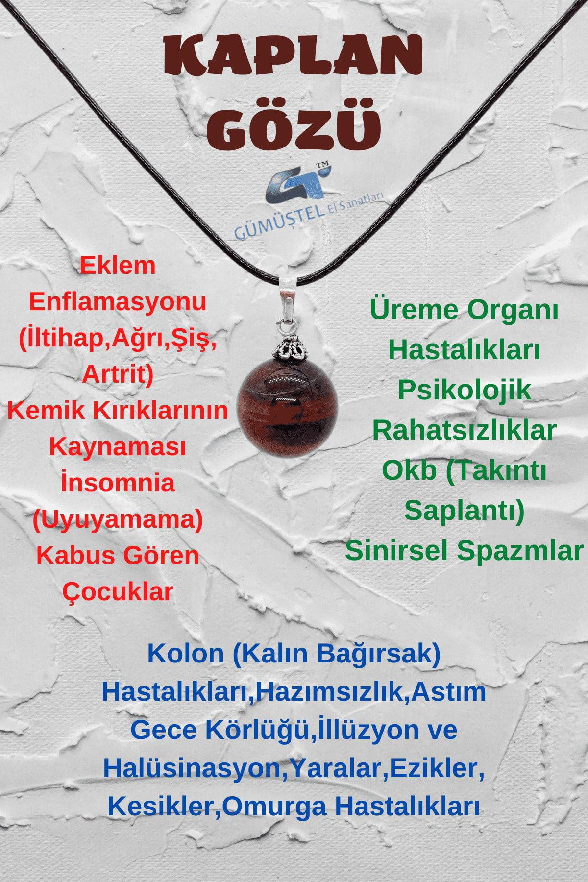 Sertifikalı Kaplan Gözü Doğal Taş Kolye 20mm Zincir Hediyeli