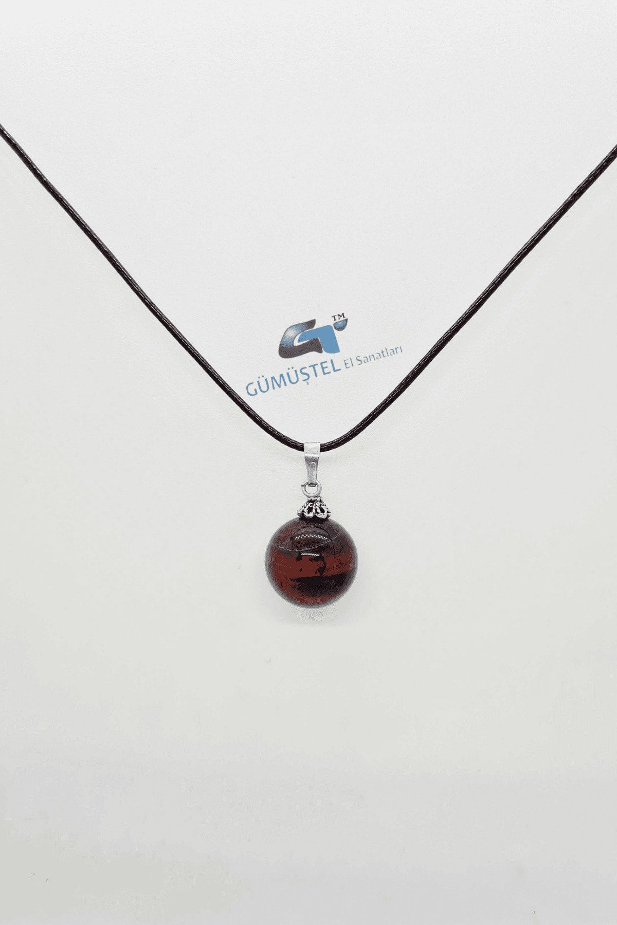 Sertifikalı Kaplan Gözü Doğal Taş Kolye 20mm Zincir Hediyeli