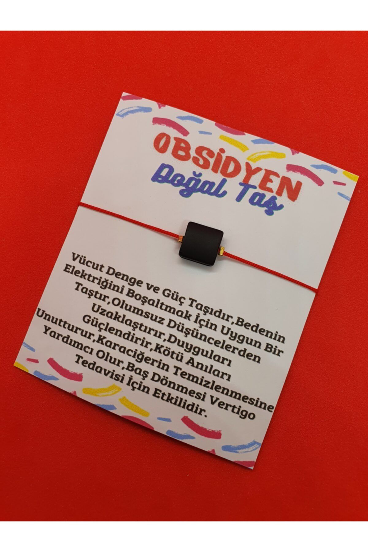 Sertifikalı Kare Ipli Obsidyen Taşı Bileklik