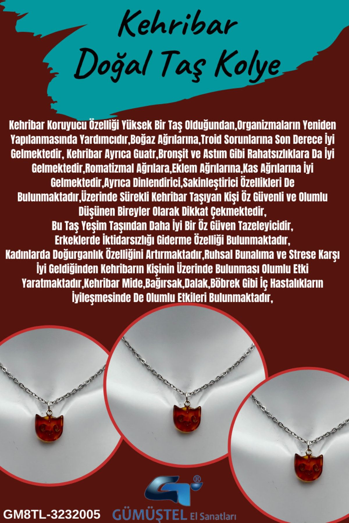 Sertifikalı Kehribar Kolye Aaa Kalite Minimal Sevenlere Özel Sürp