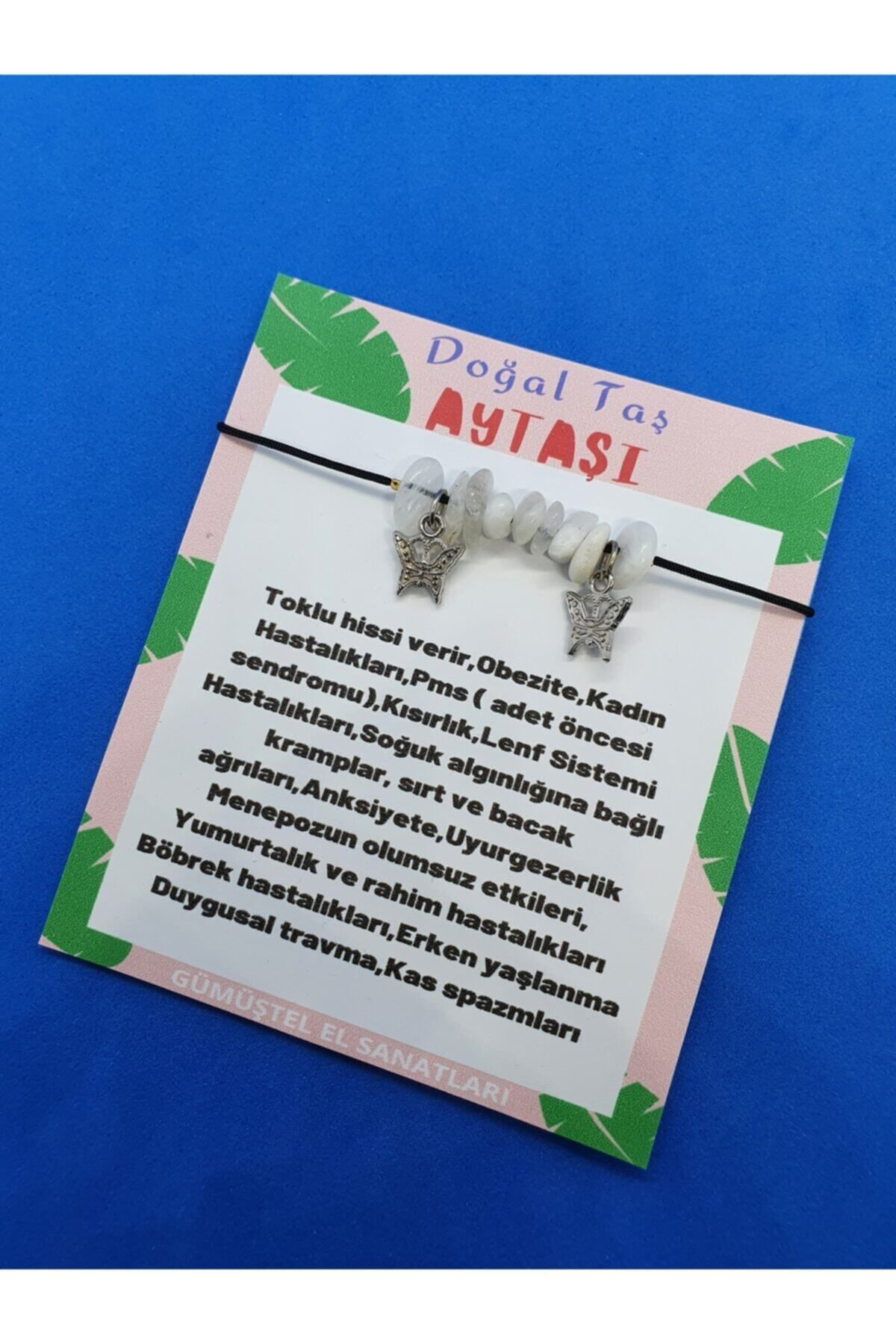 Sertifikalı Kelebek Detaylı Doğal Aytaşı Taş Bileklik