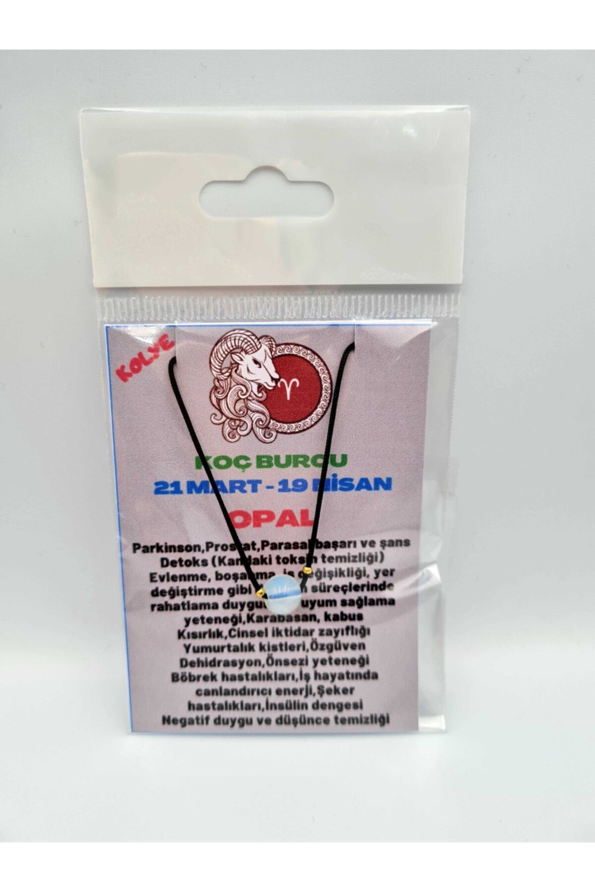 Sertifikalı Koç Burcu Opal Taşı Doğal Taş Kolye