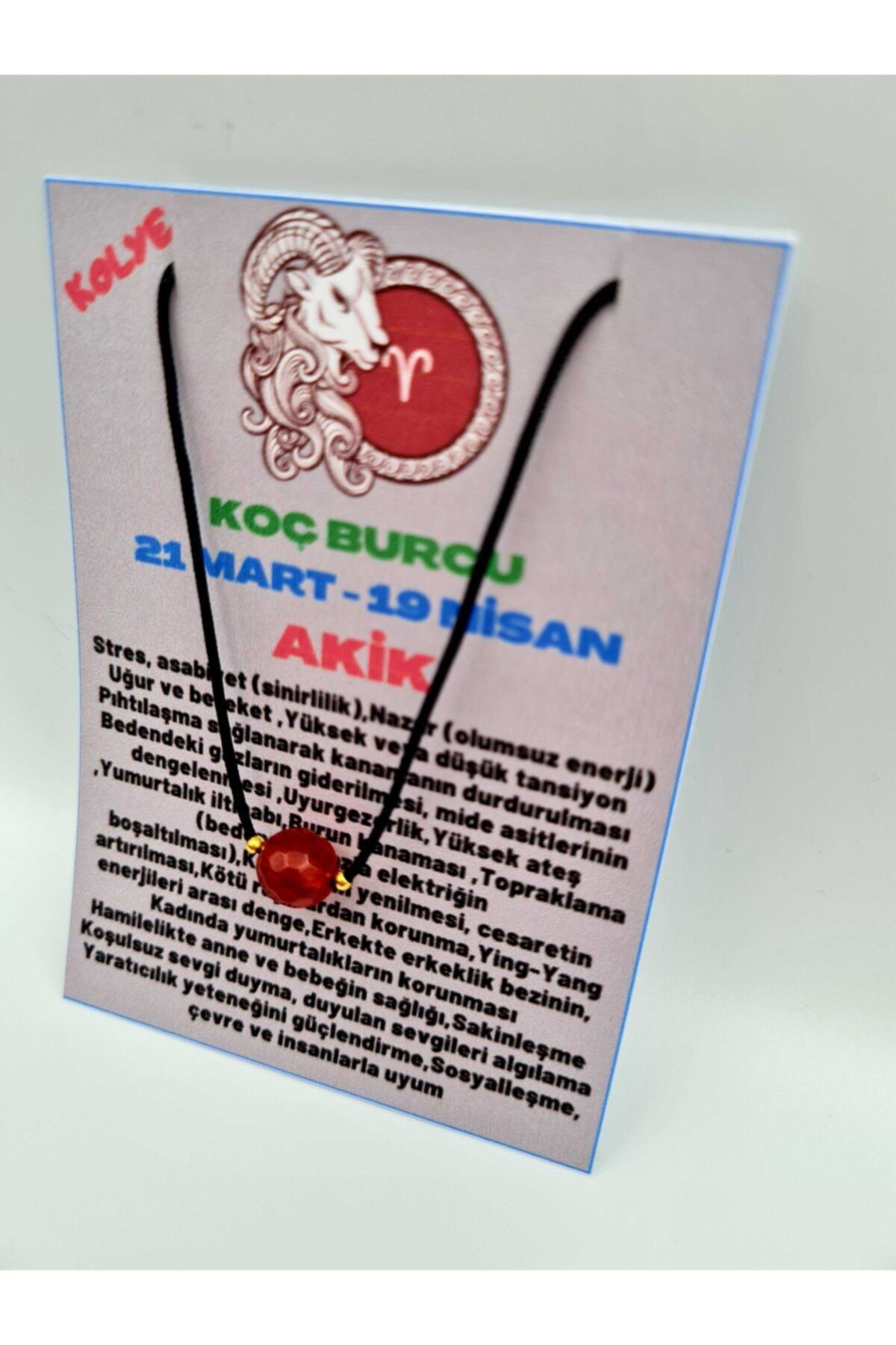 Sertifikalı Koç Burcu Turuncu Akik Taşı Doğal Taş Kolye