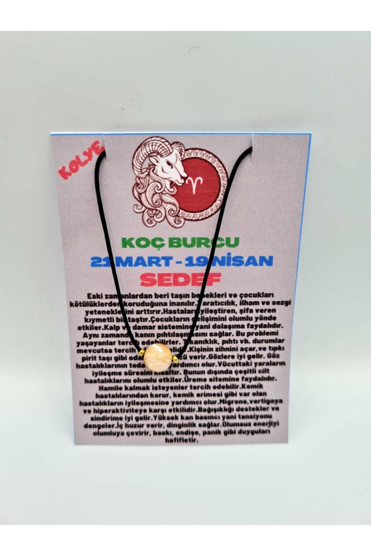 Sertifikalı Koç Burcu Sedef Taşı Doğal Taş Kolye