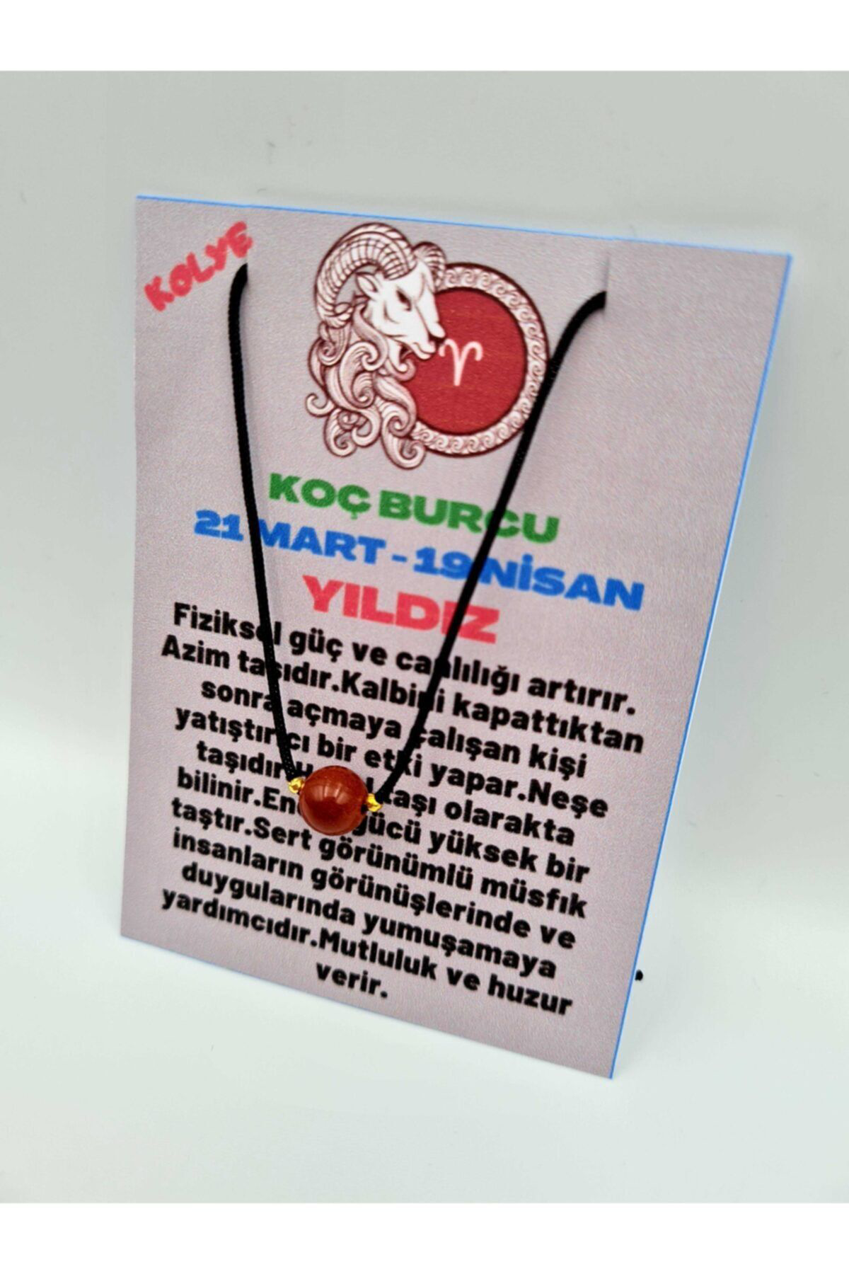 Sertifikalı Koç Burcu Yıldız Taşı Doğal Taş Kolye
