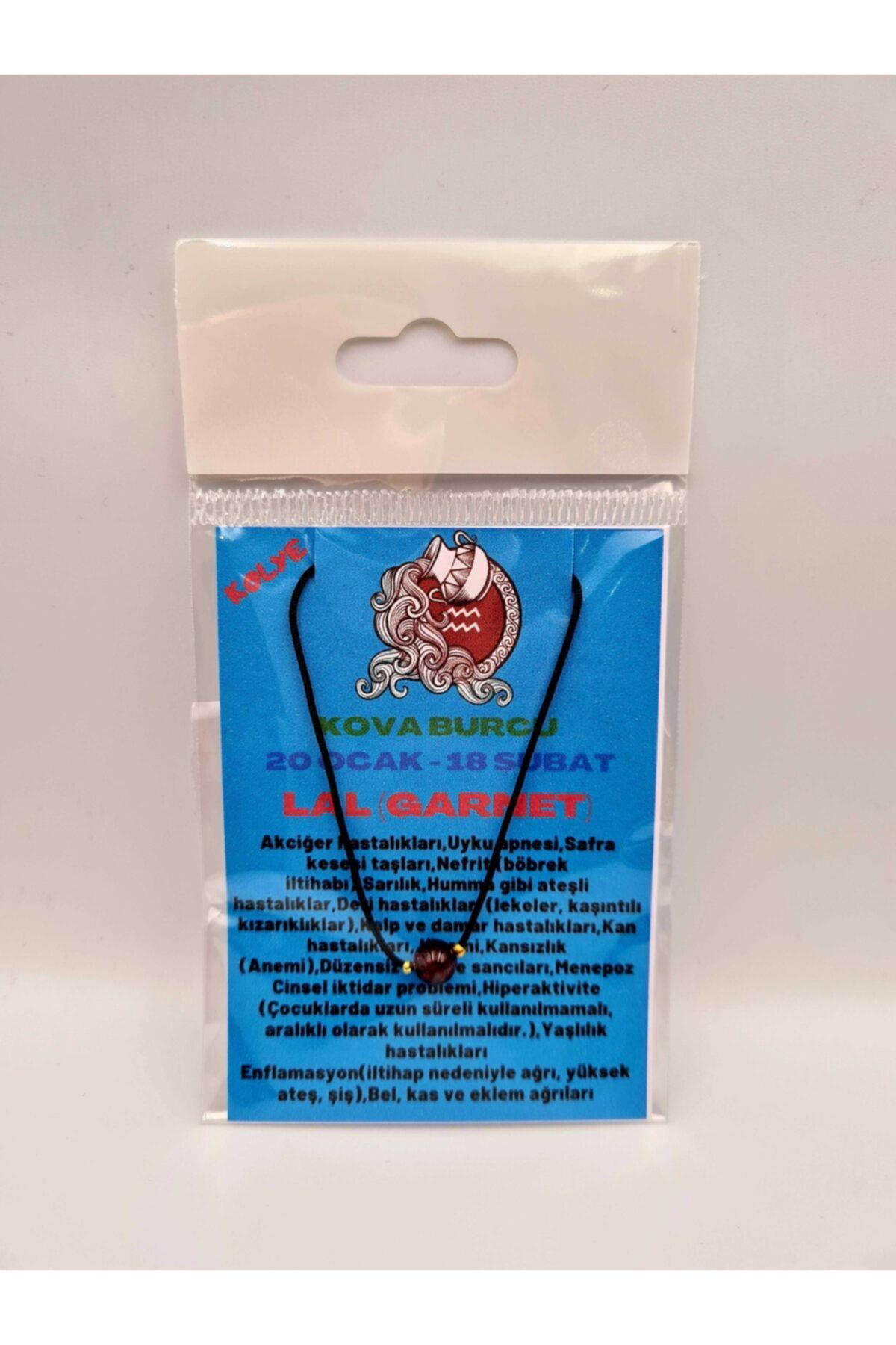 Sertifikalı Kova Burcu Lal (GARNET) Taşı Doğal Taş Kolye