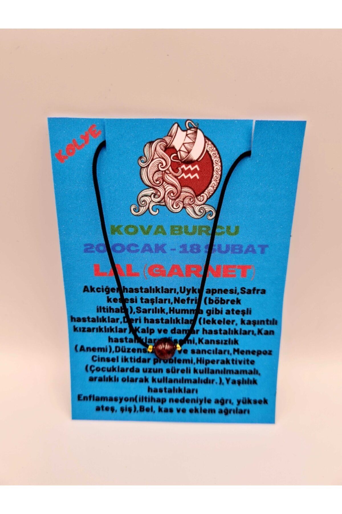 Sertifikalı Kova Burcu Lal (GARNET) Taşı Doğal Taş Kolye