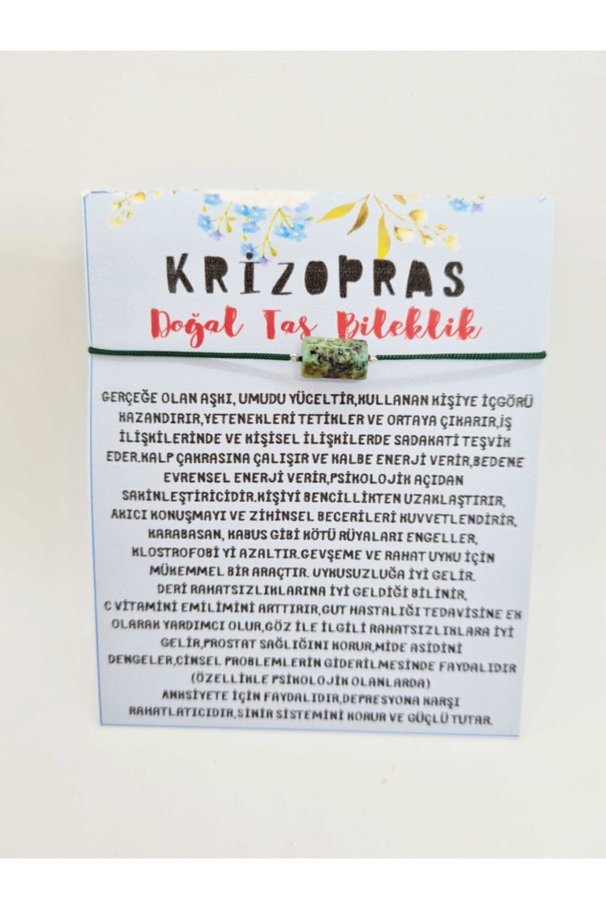 Sertifikalı Krizopras Doğal Taş Bileklik Aaa Kalite