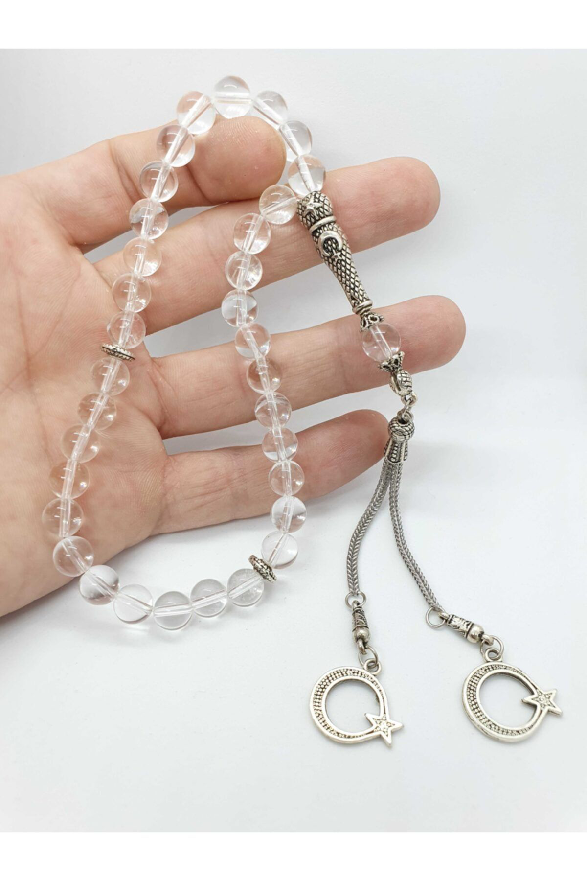 Gümüştel El Sanatlari Sertifikali Kristal Kuvars Doğal Taş Tesbih 8 Mm