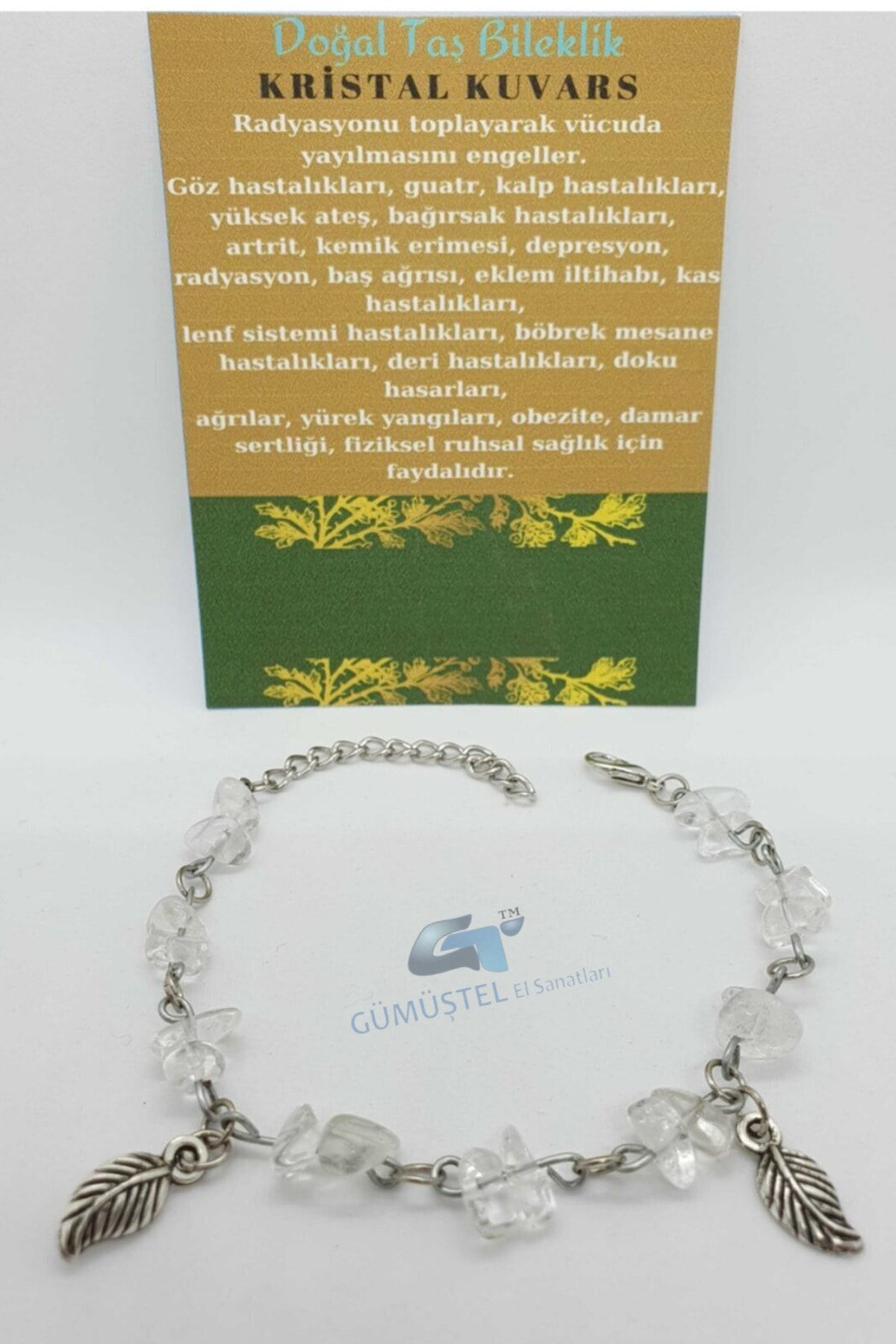 Sertifikalı Kristal Kuvars Taşı Bileklik Orijinal Doğal Taş Tasar