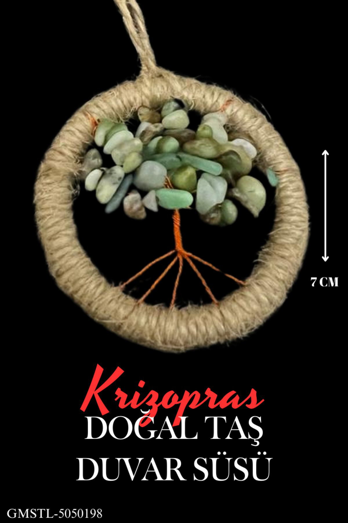 Sertifikalı Krizopras Doğal Taş El Yapımı Duvar Süsü & Araba Süsü