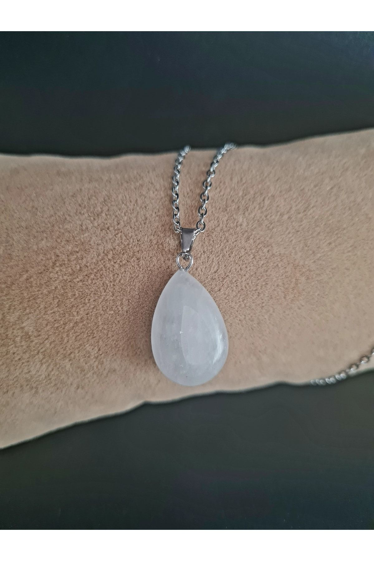 Sertifikalı Kristal Kuvars Doğal Taş Damla Kesim Kolye Aaa Kalite