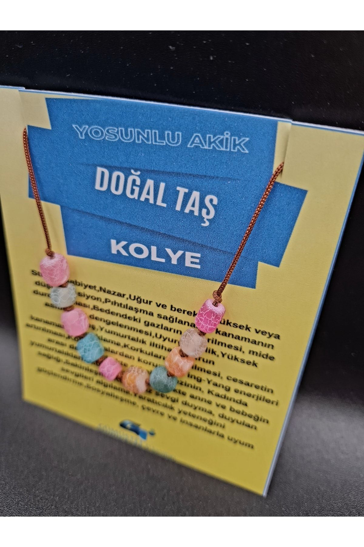 Sertifikalı Küp Akik Doğal Taş Kolye Aaa Kalite