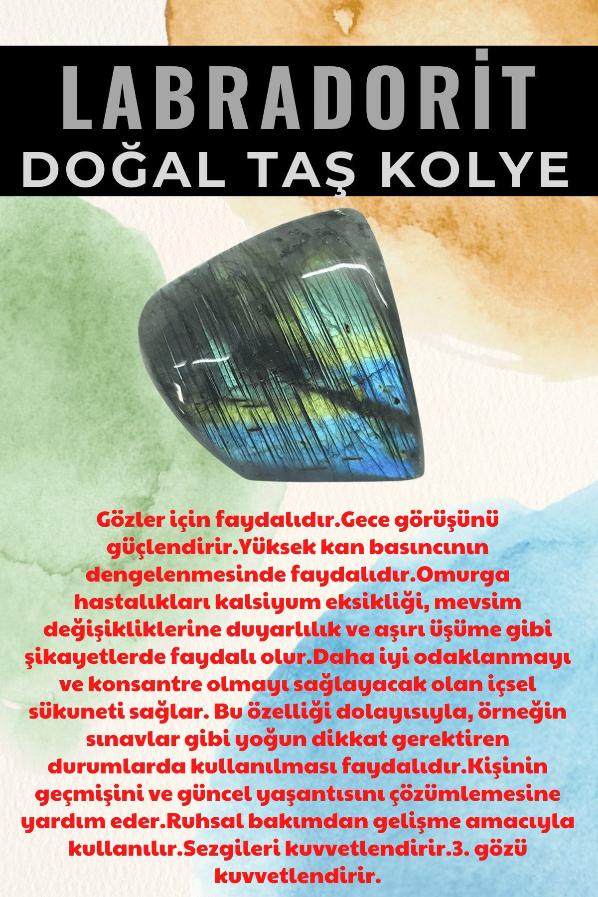 Sertifikalı Labradorit Doğal Taş Kolye Aaa Kalite Orijinal Doğal 