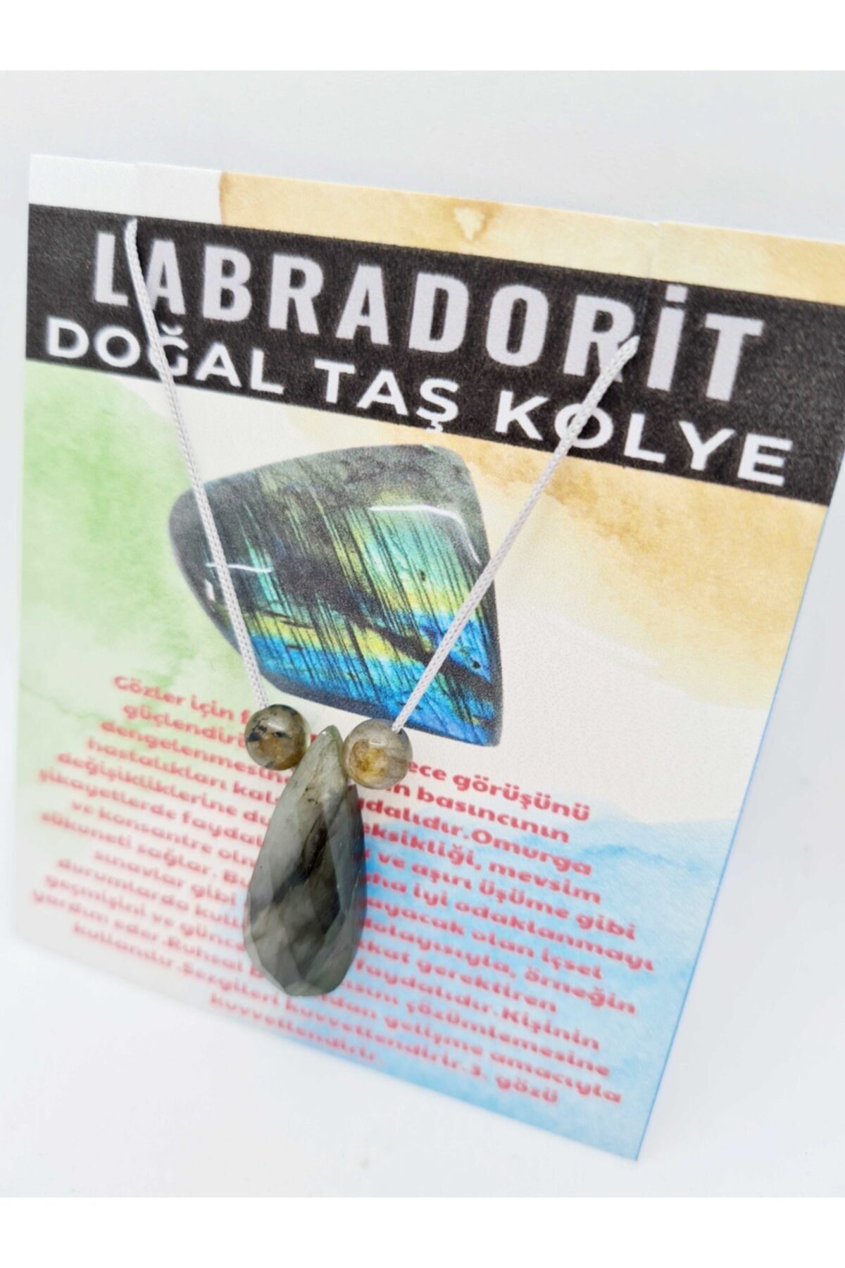 Sertifikalı Labradorit Doğal Taş Kolye Aaa Kalite Orijinal Doğal 